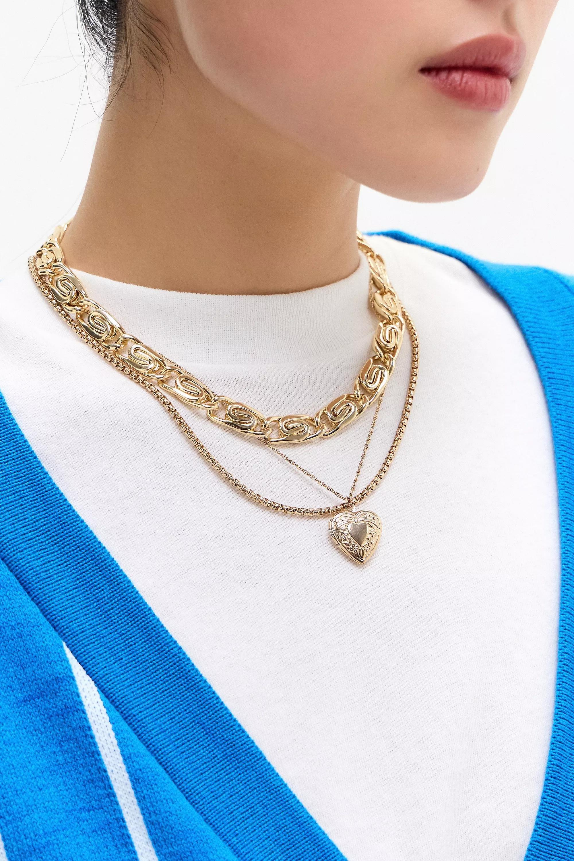Gold Silence + Noise Link Chain Choker Necklace, GOLD, large image number 1