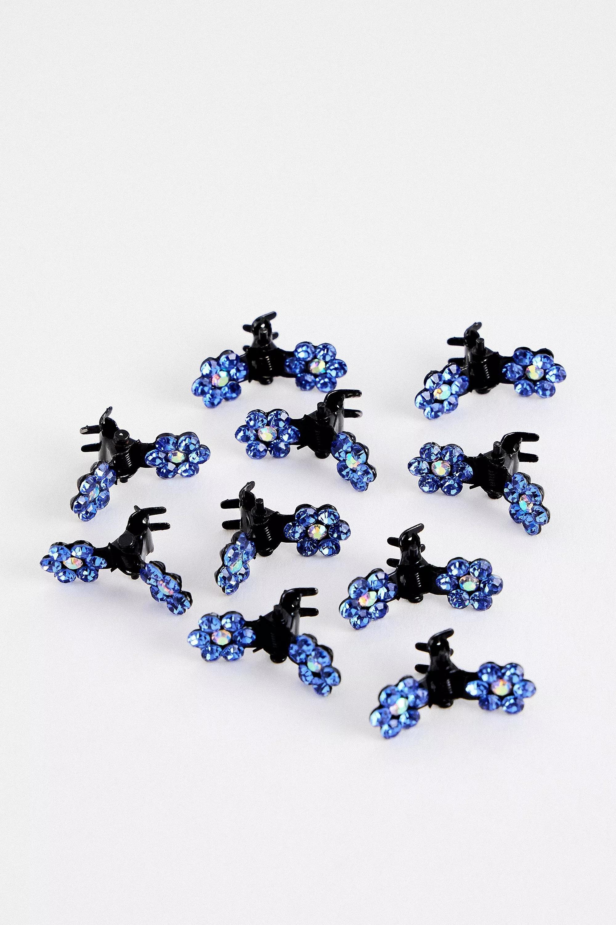 Blue Flower Gem Clips 10-Pack, BLUE, large image number 1