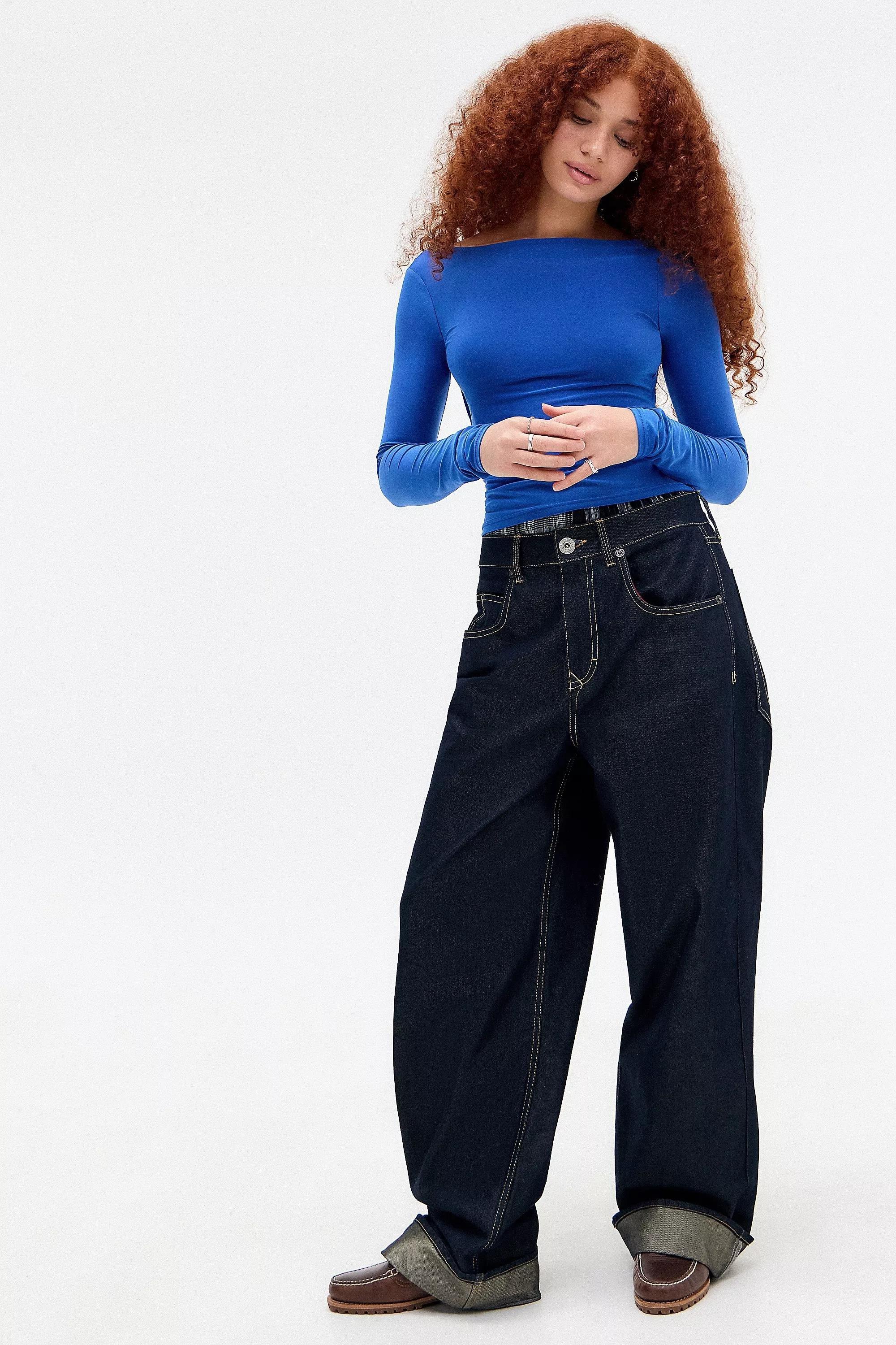 Blue Uo Lia Long Sleeve Backless Top, , large image number 1