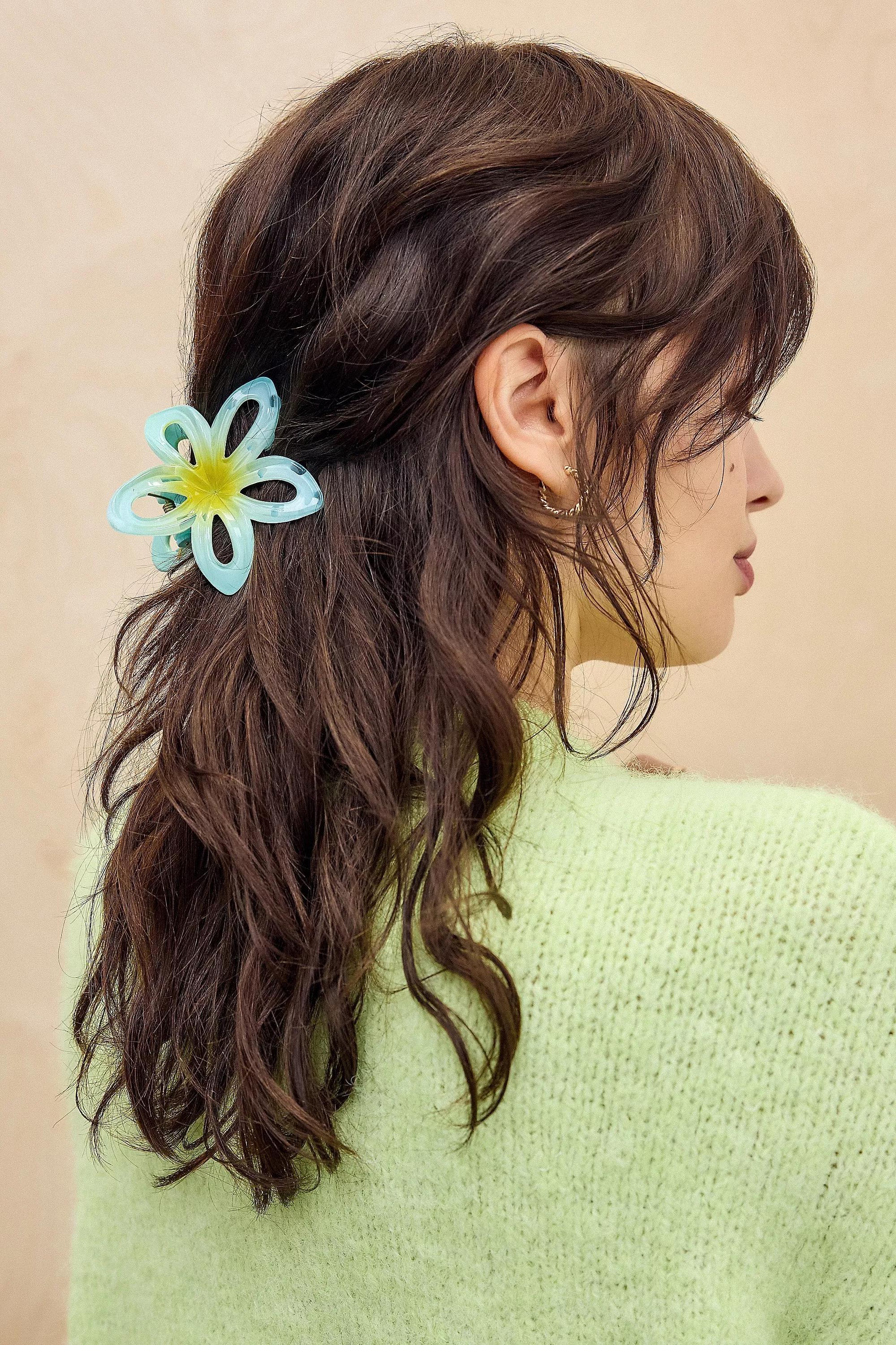 Blue Flower Cut-Out Claw Clip, BLUE, large image number 0