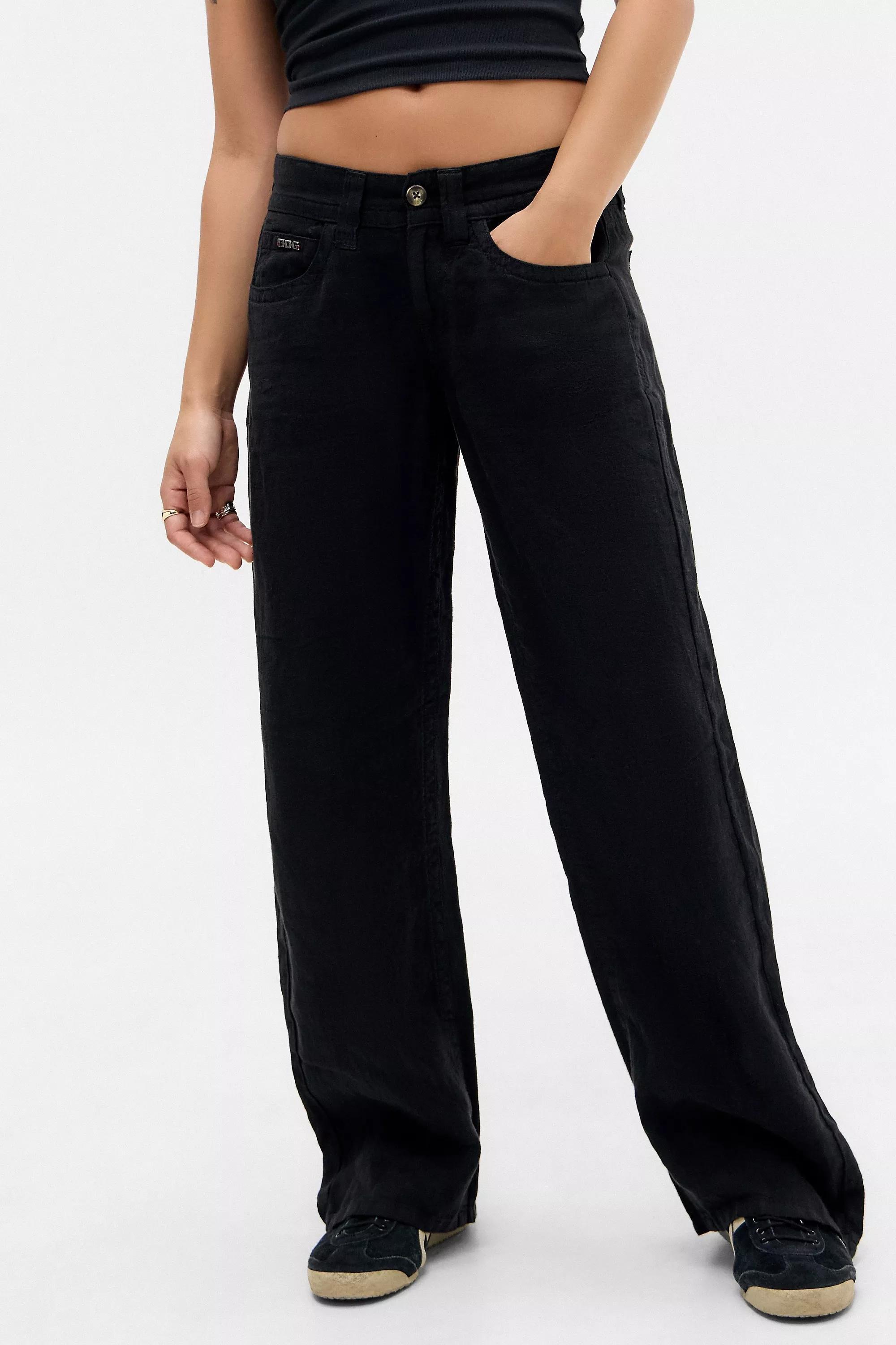 Black Bdg Kayla Linen Trousers, , large image number 1