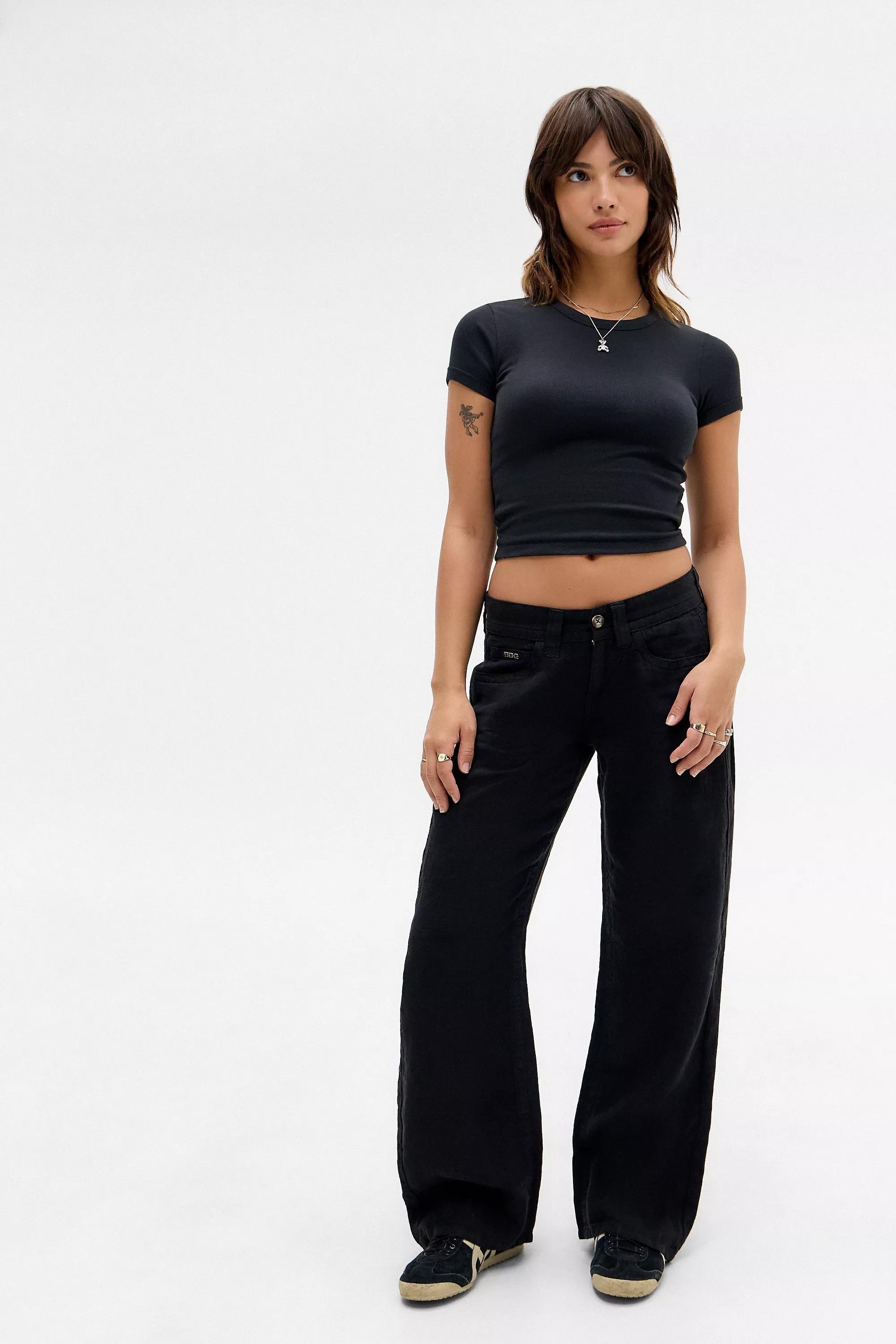 Black Bdg Kayla Linen Trousers, , large image number 2