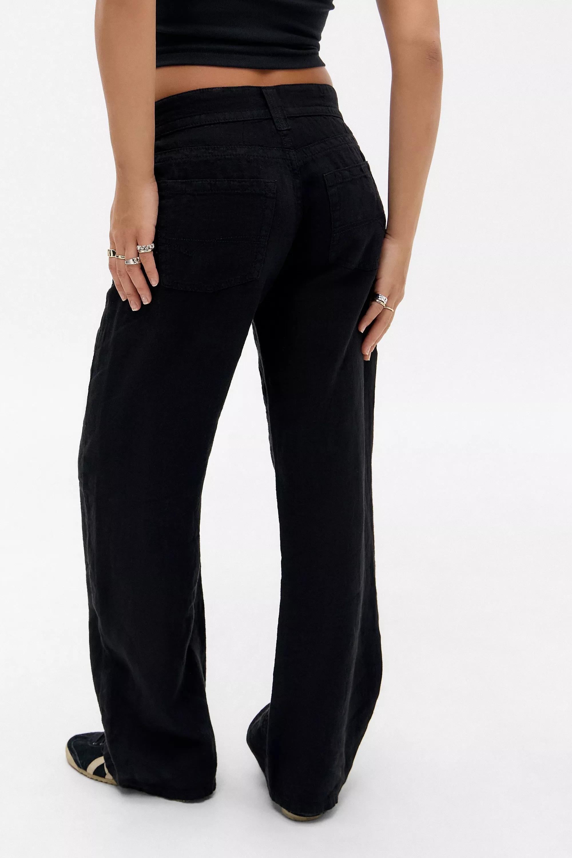 Black Bdg Kayla Linen Trousers, , large image number 4