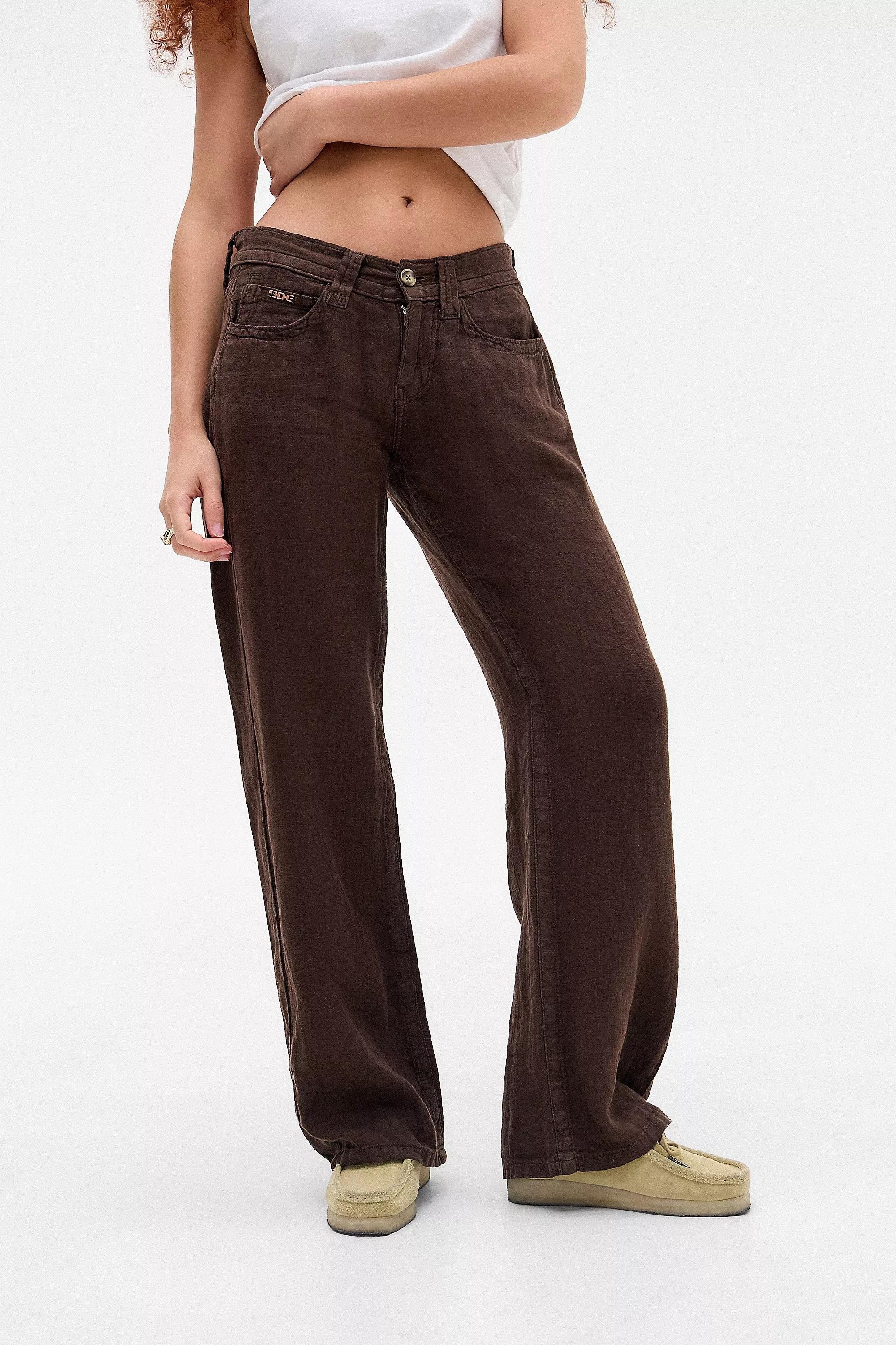 Brown Bdg Kayla Linen Trousers, , large image number 0