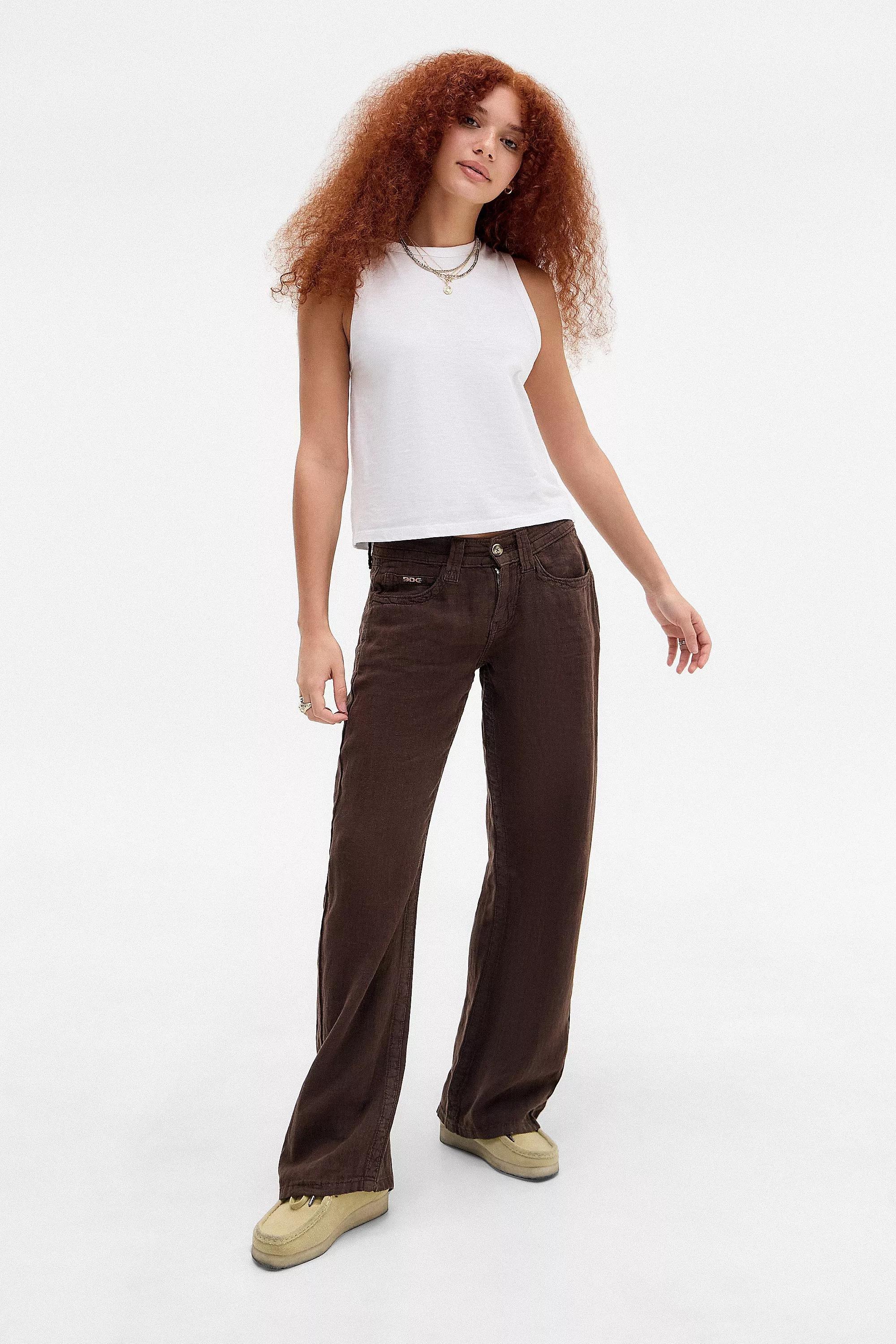 Brown Bdg Kayla Linen Trousers, BRN, medium
