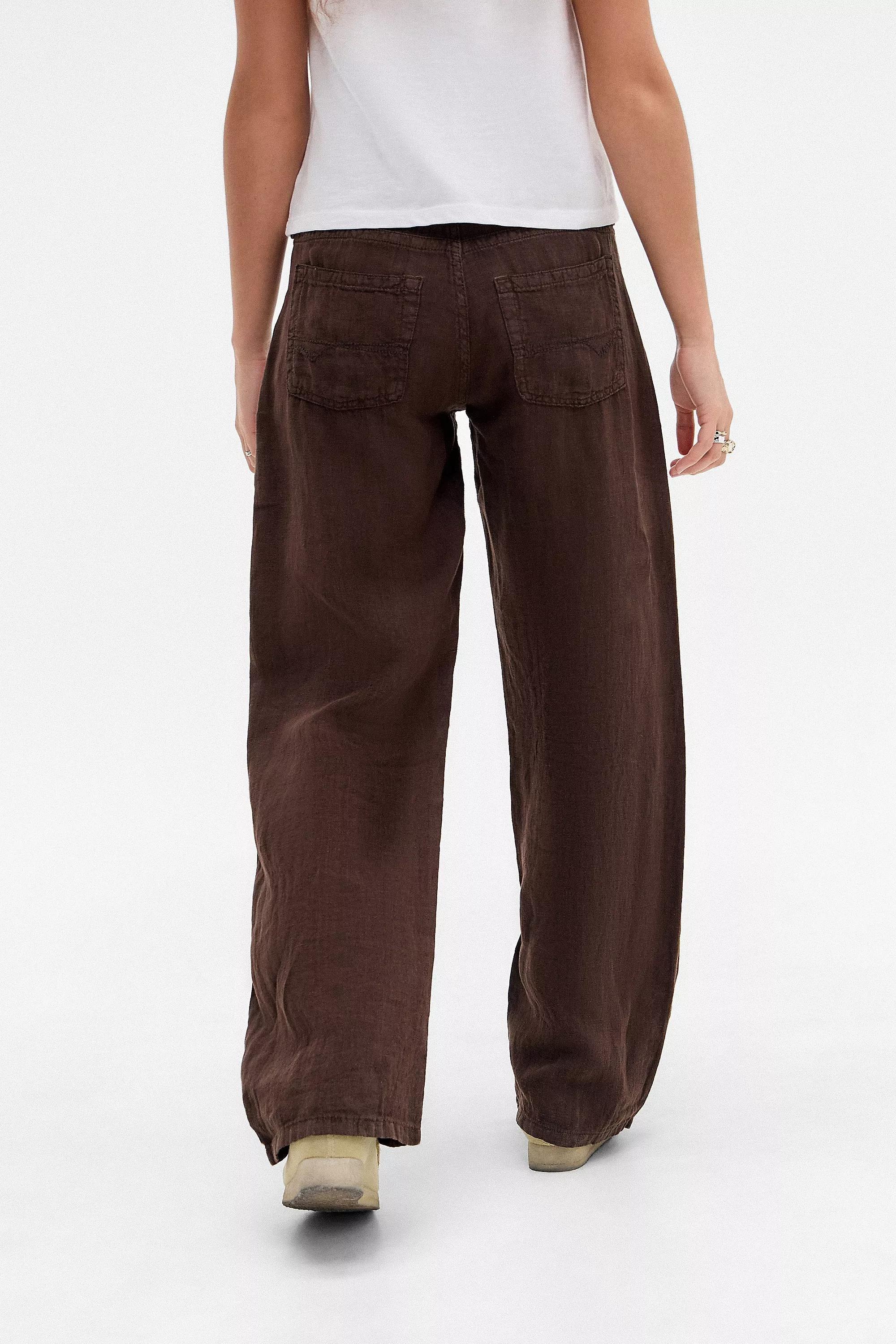 Brown Bdg Kayla Linen Trousers, , large image number 2