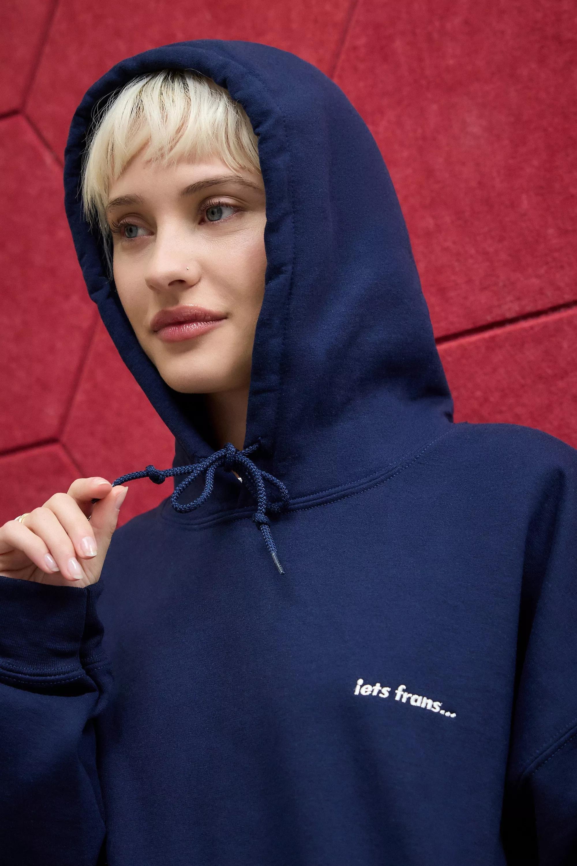 Navy Iets Frans... Unwashed Hoodie, , large image number 3
