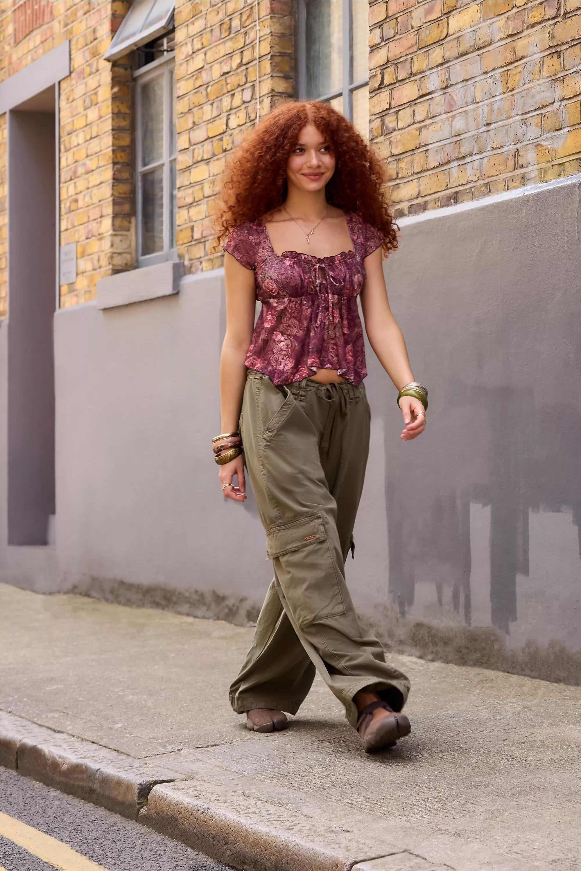 WINE Kimchi Blue Piper Cap Sleeve Blouse, WINE, large image number 1