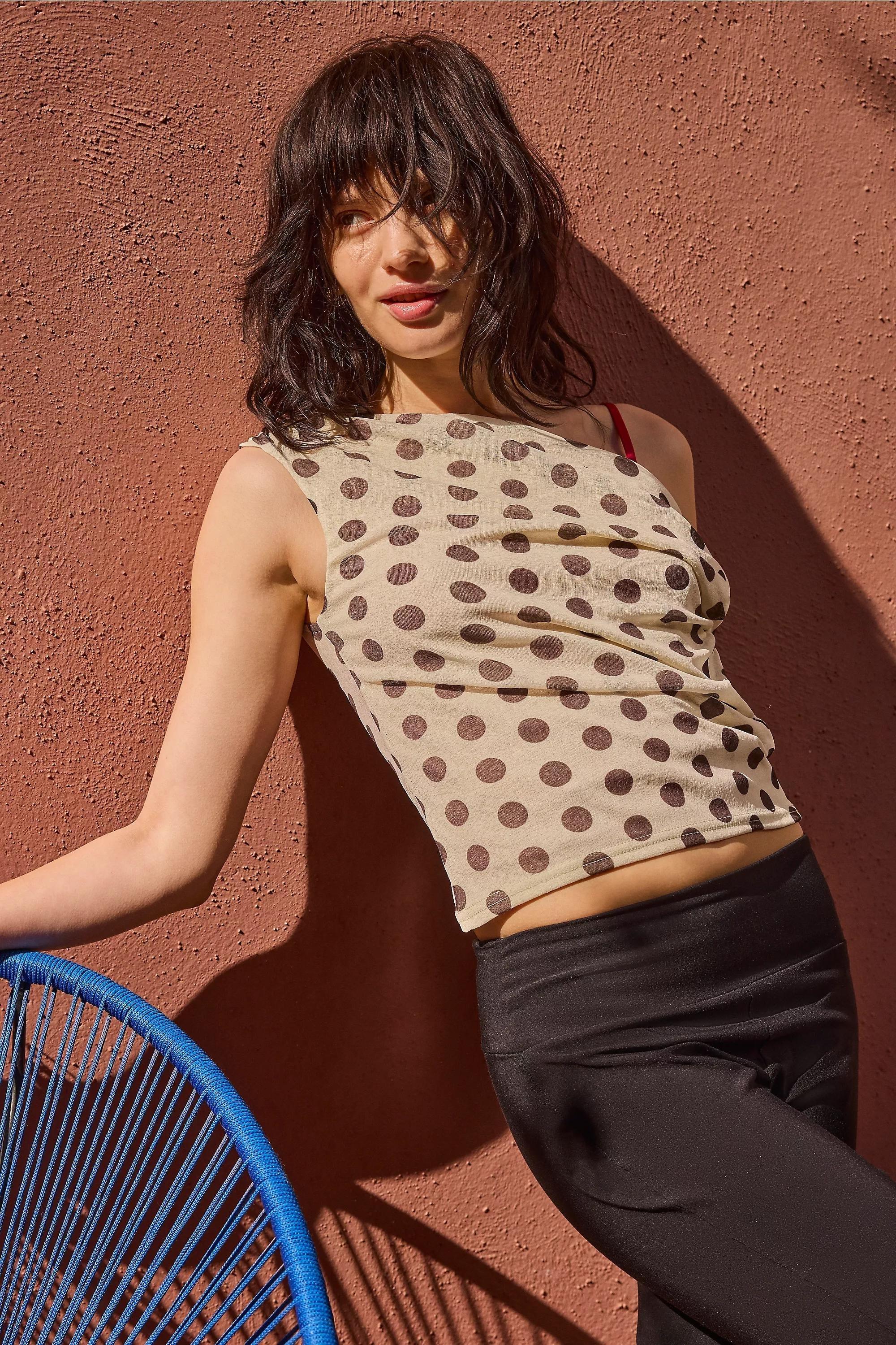 Cream UO Mesh Crop Top, , large image number 1