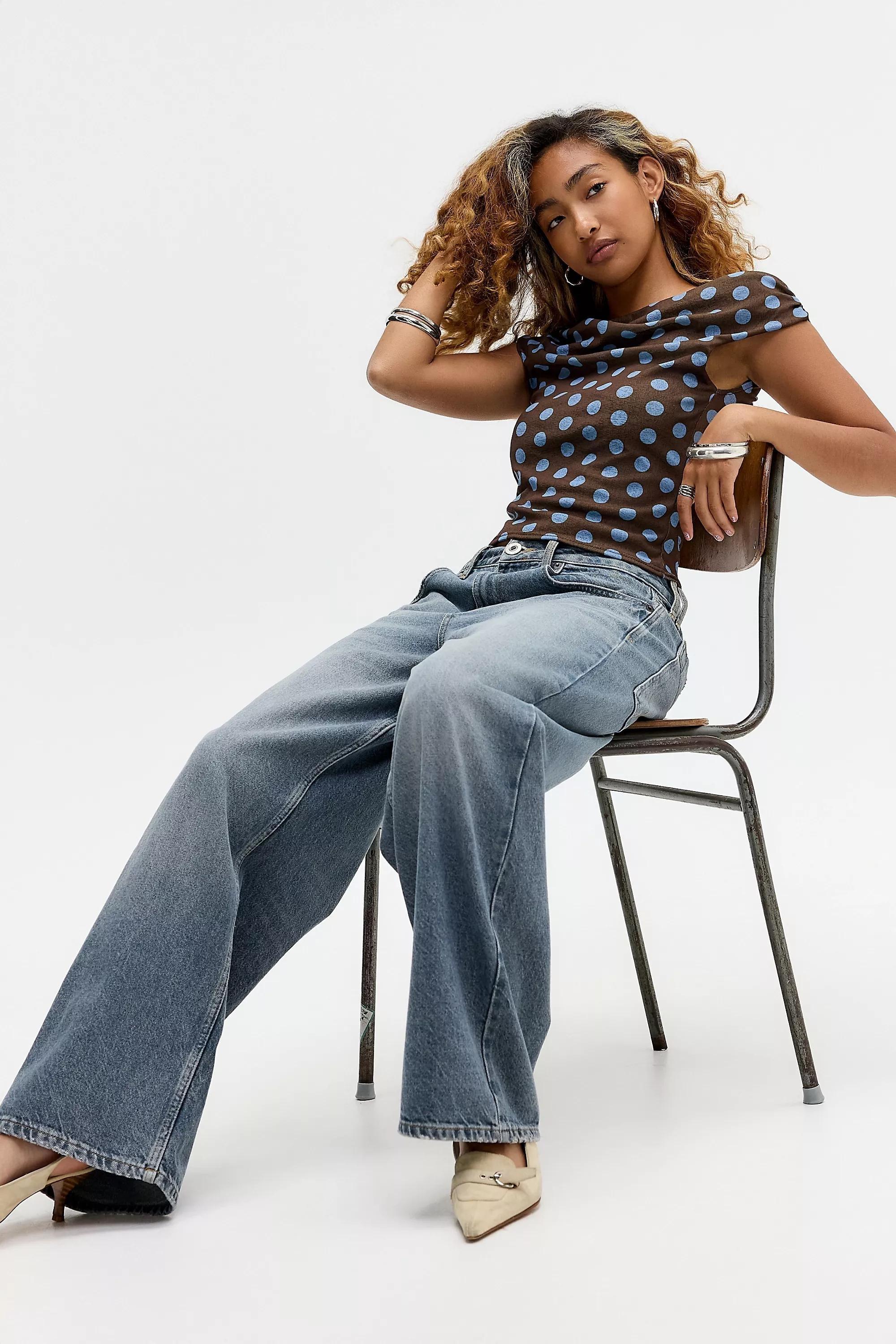 Brown Silence + Noise Fia Spot Mesh Top, BRN, large image number 1