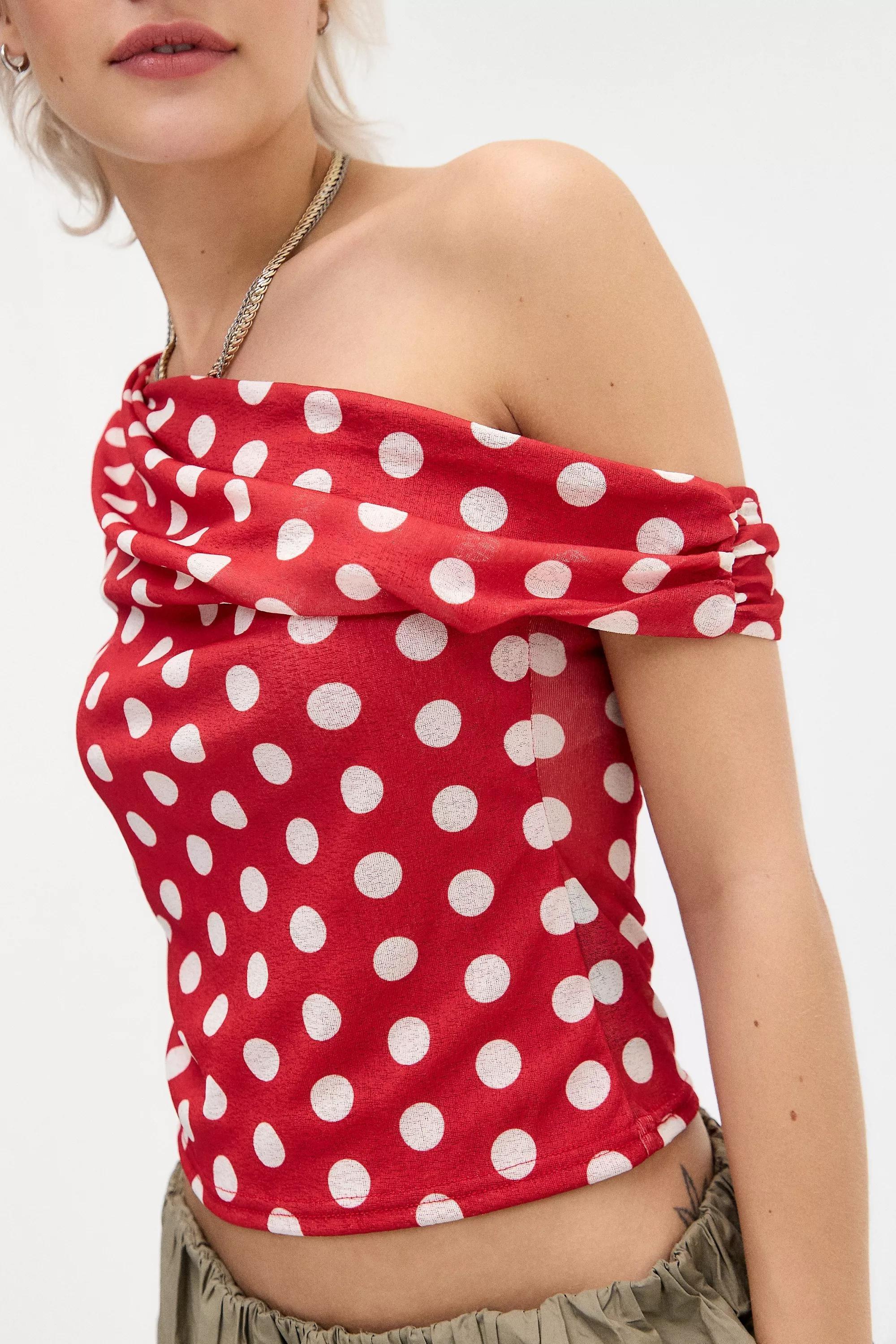 Red Silence + Noise Fia Spot Mesh Top, , large image number 2