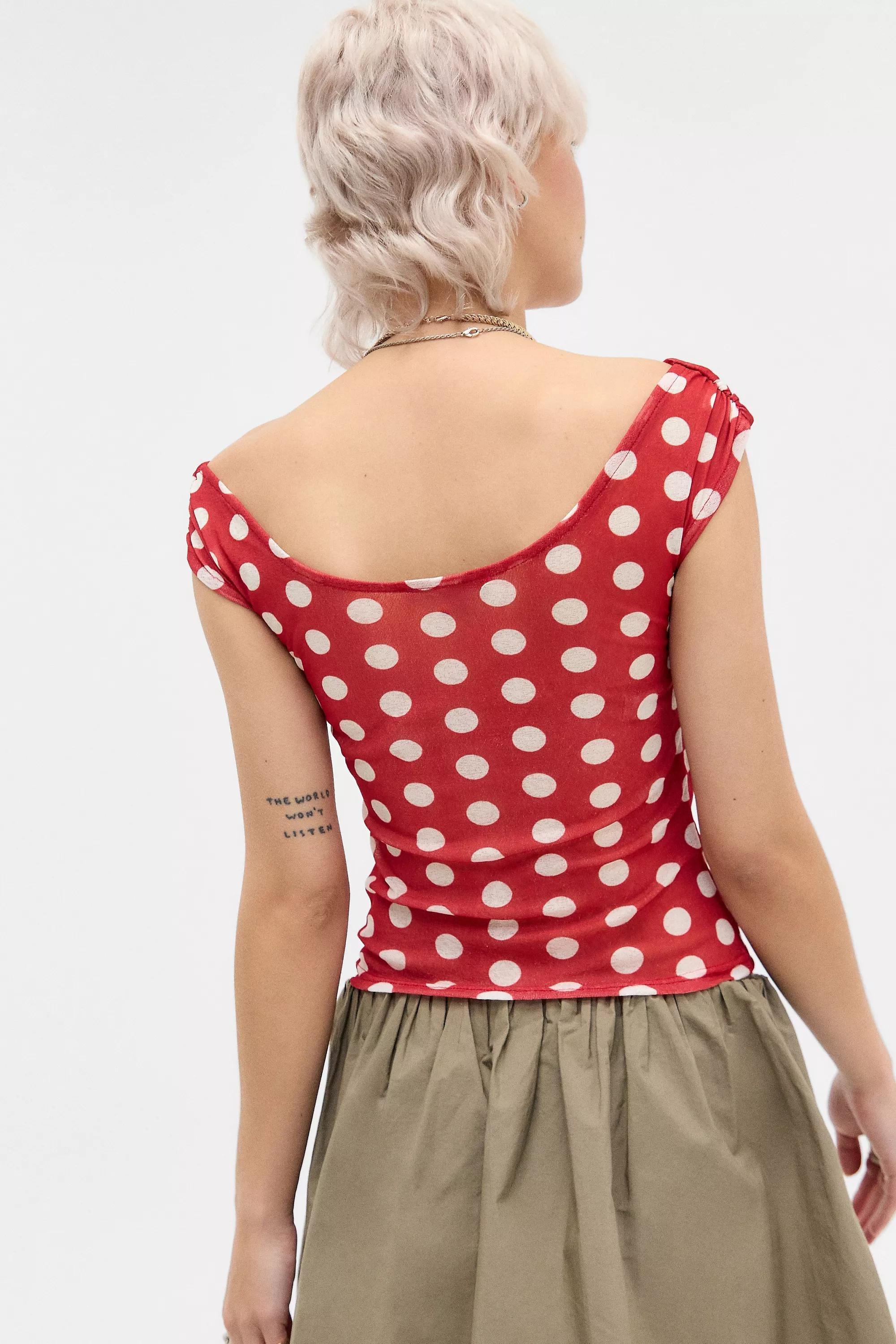 Red Silence + Noise Fia Spot Mesh Top, , large image number 3