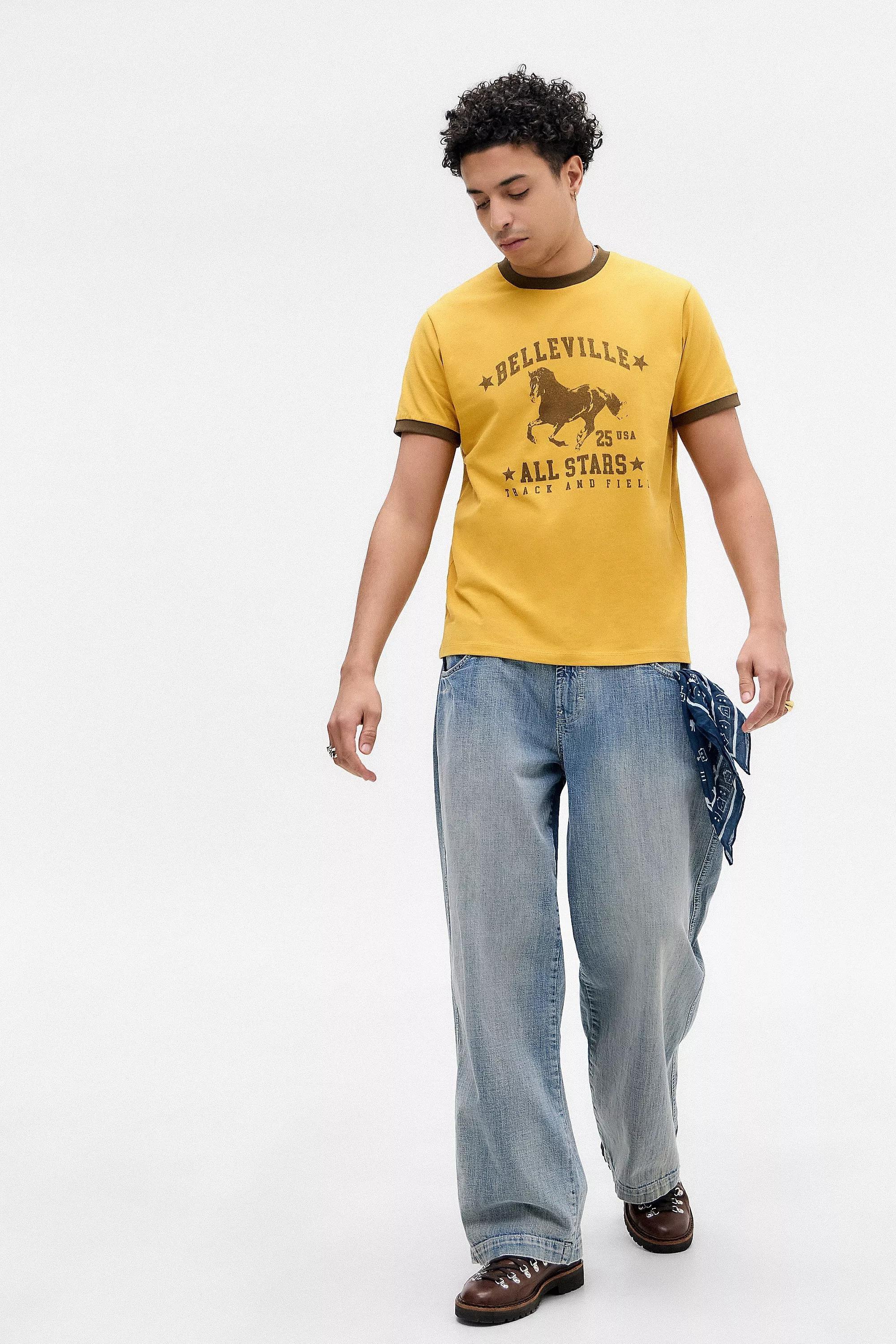 Yellow Uo Belleville Horse Ringer T-Shirt, , large image number 1