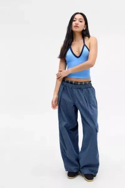 Blue Out From Under Tipped Halter Neck Top, , large image number 3