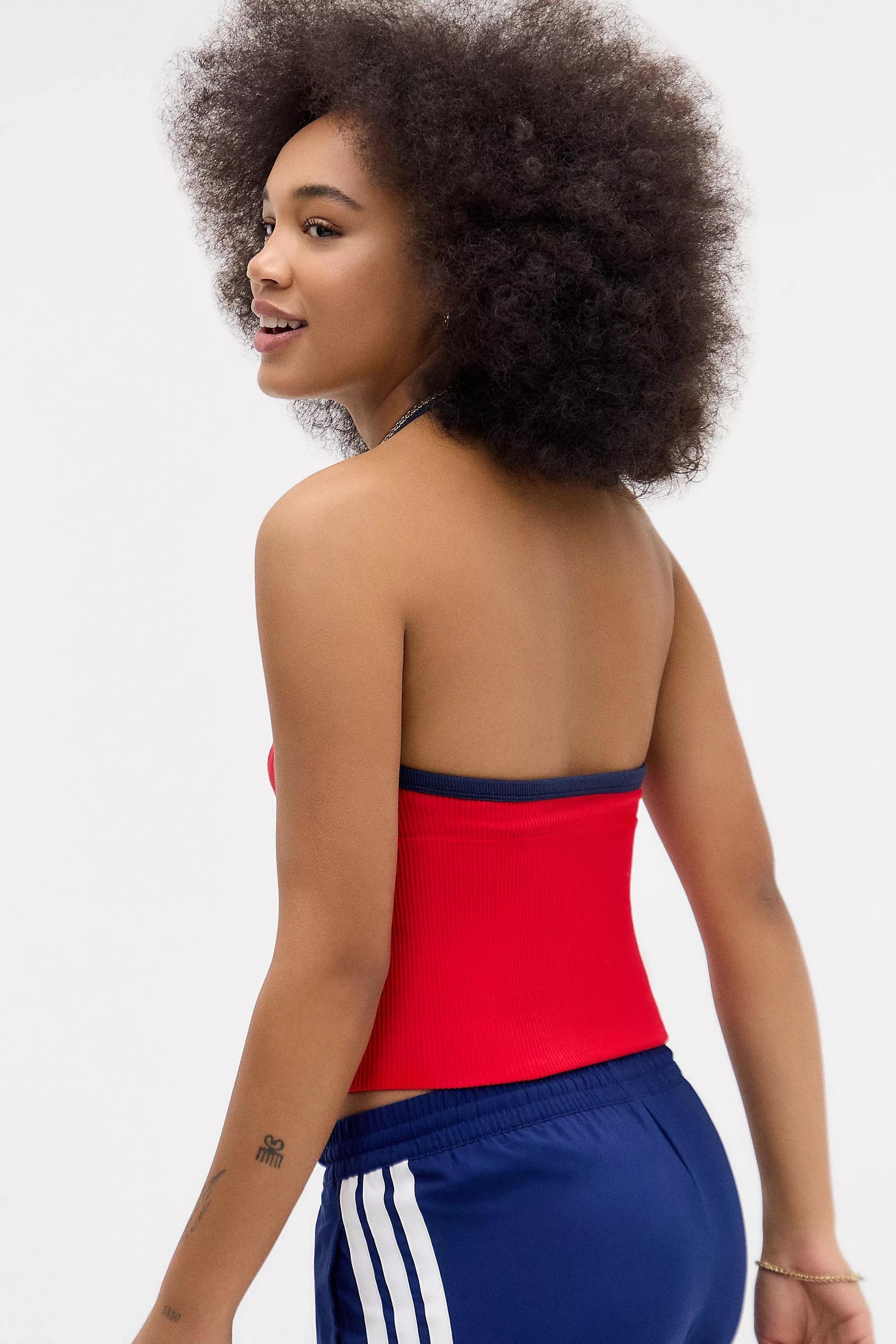 Red Out From Under Andi Tipped Halterneck Top, RED, large image number 3