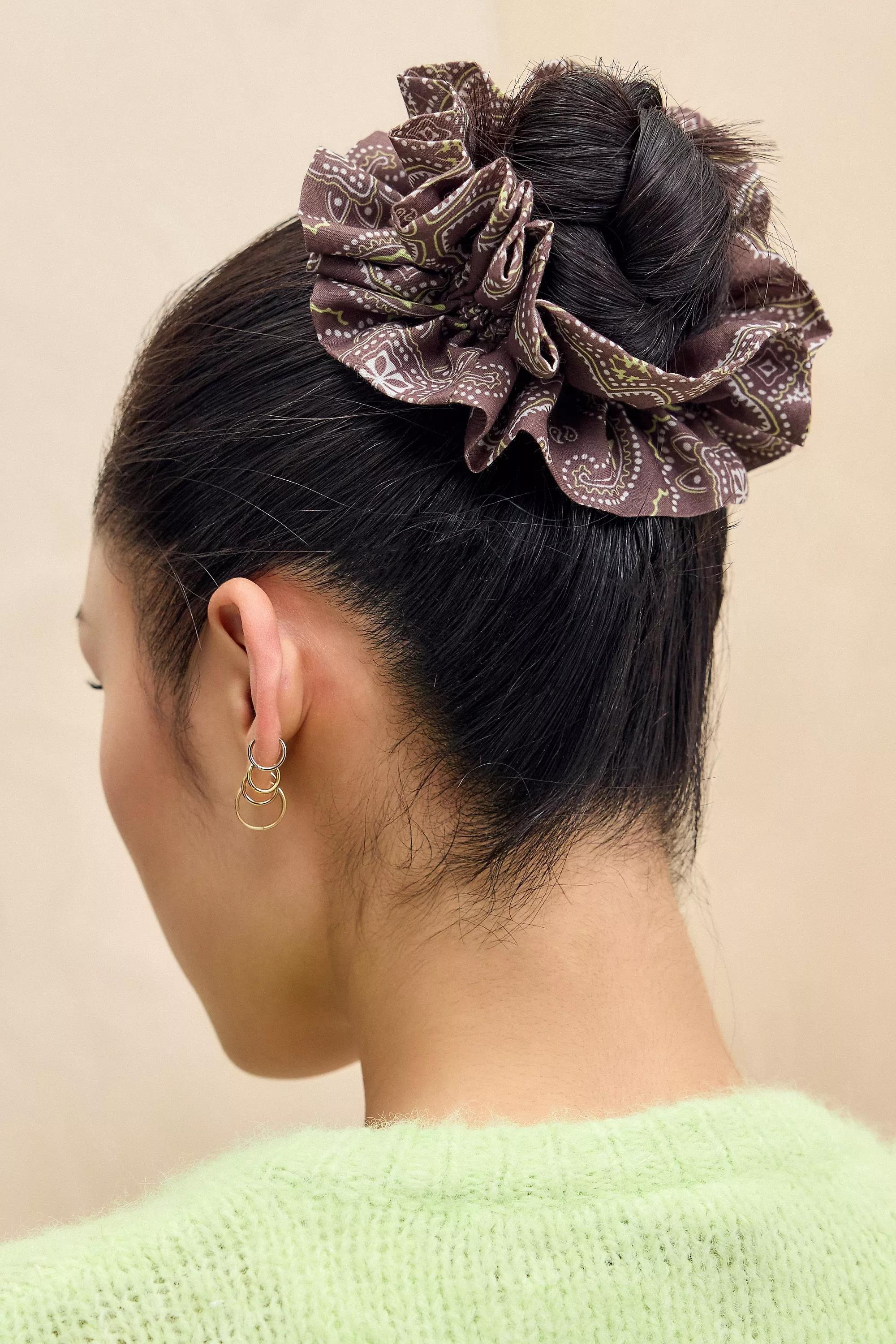 Brown Bandana Scrunchie, BRN, large image number 0