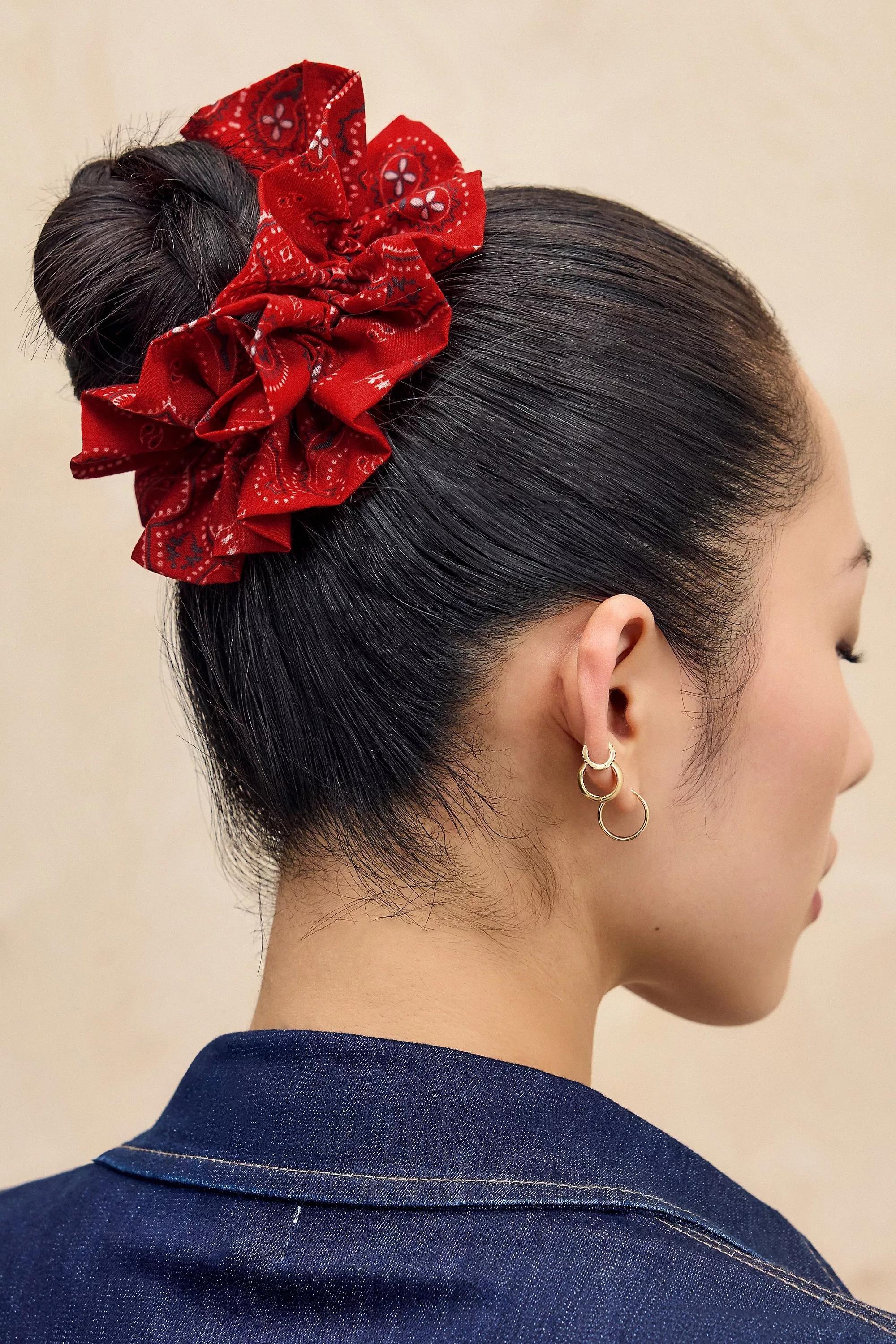 Red Bandana Scrunchie, RED, large image number 0