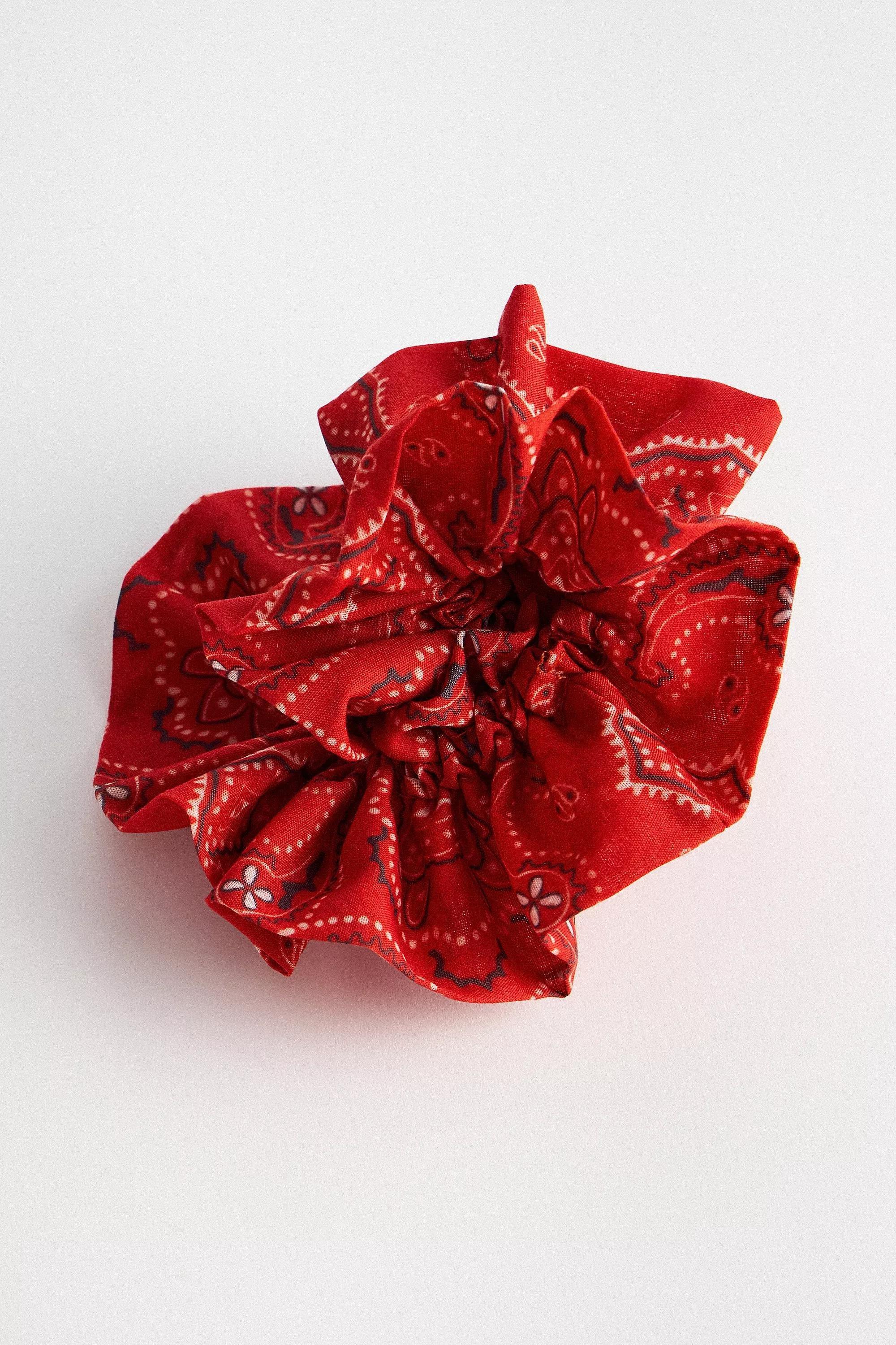Red Bandana Scrunchie, RED, large image number 1