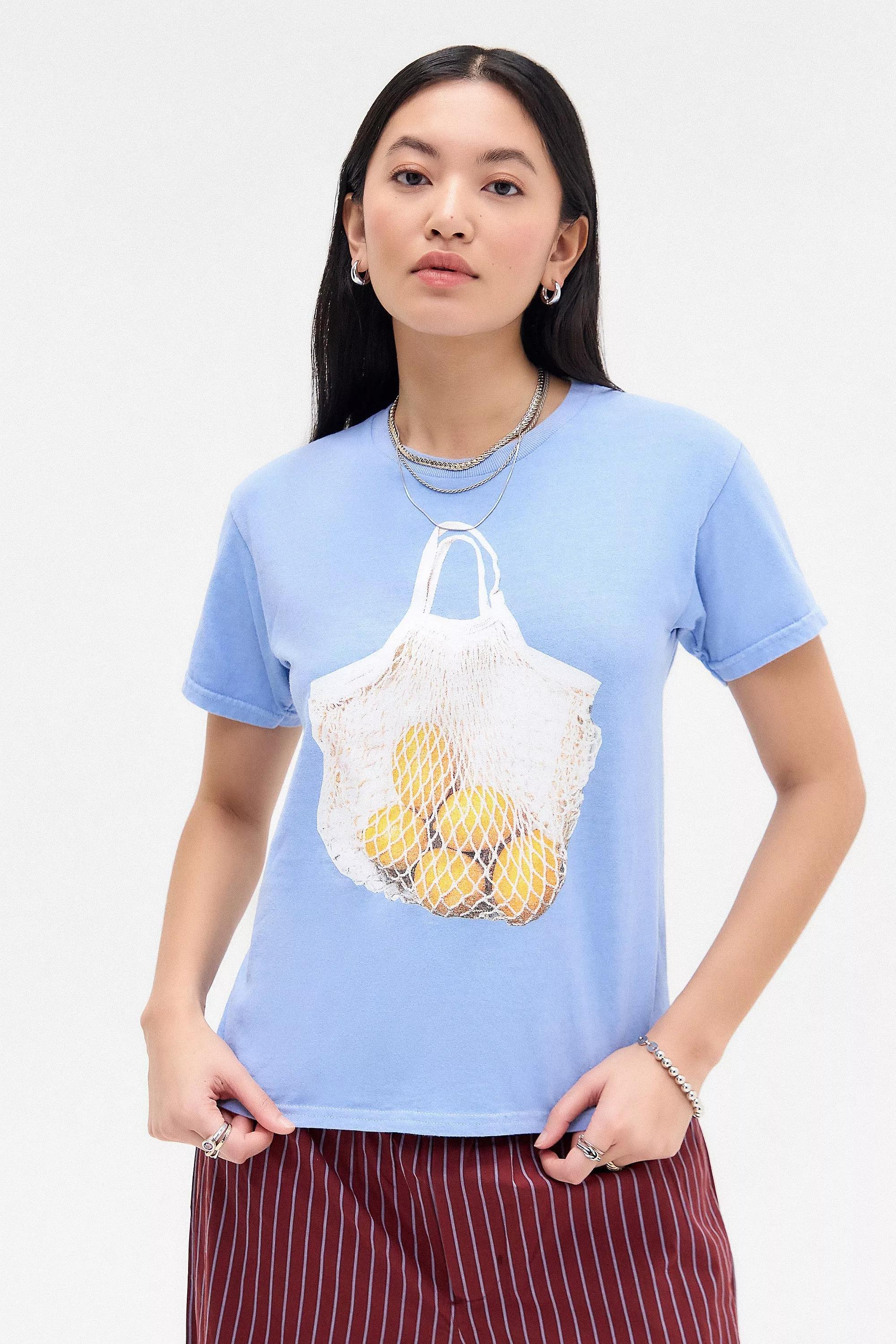 Blue Uo Bag Of Lemons Relaxed T-Shirt, , large image number 0