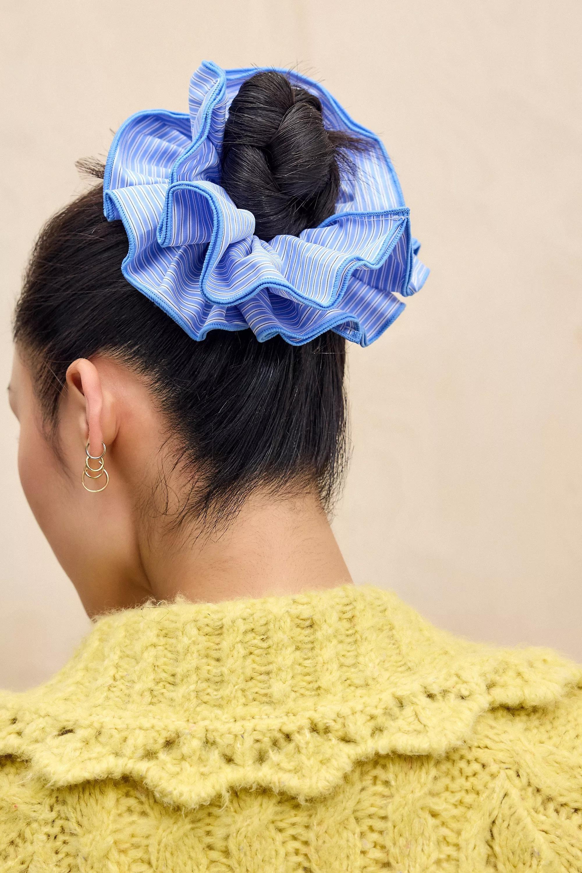 Blue Uo Striped Scrunchie, BLUE, large image number 0