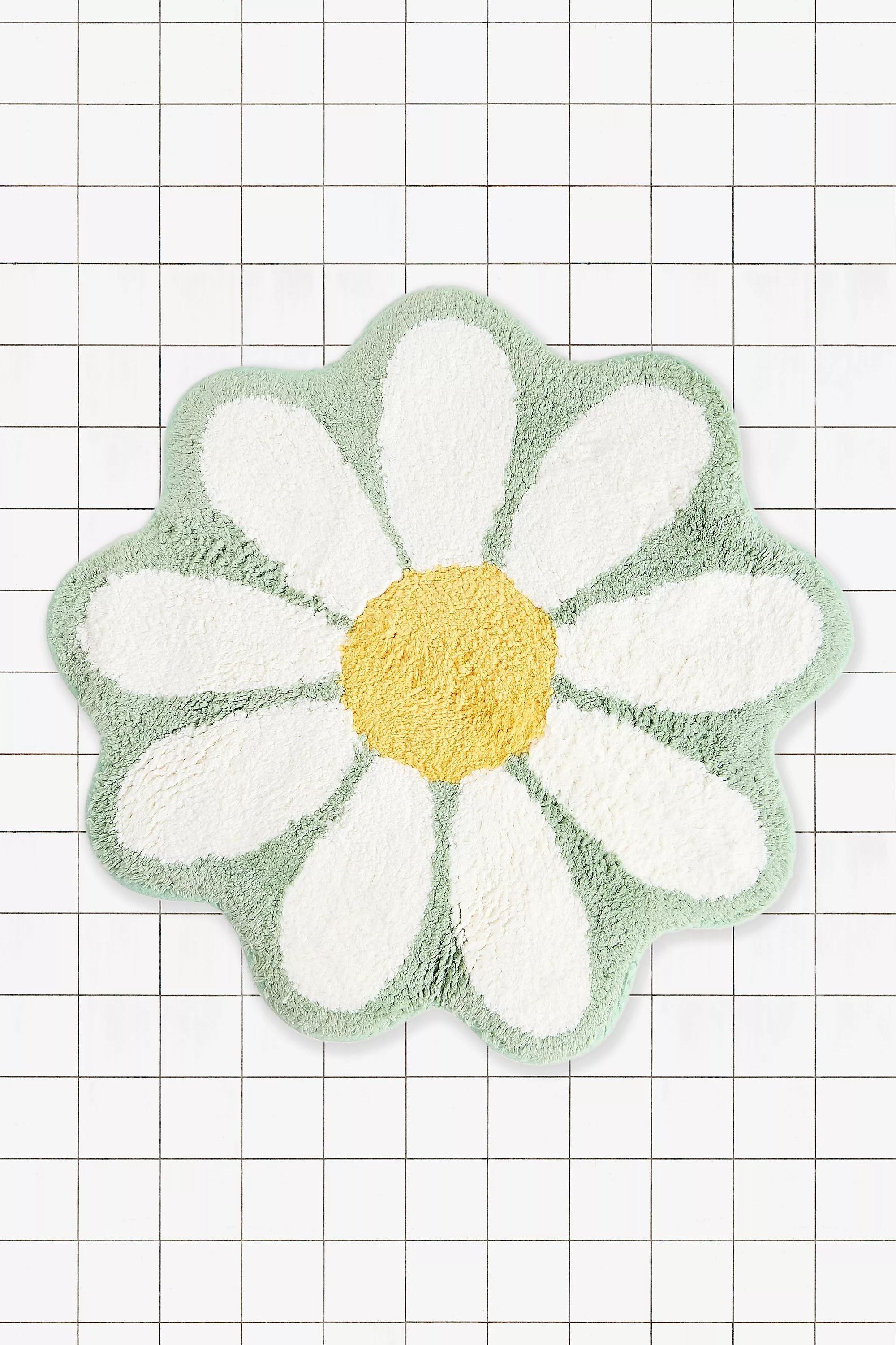 Green Sage Daisy Mini Bath Mat, LT GREEN, large image number 0