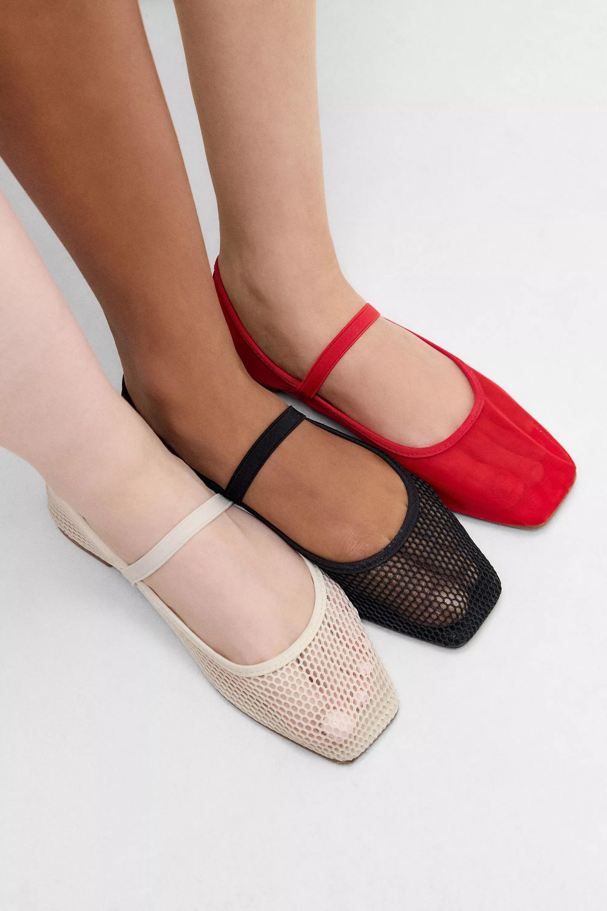 UO Black Mesh Ballerina Shoes, , large image number 5