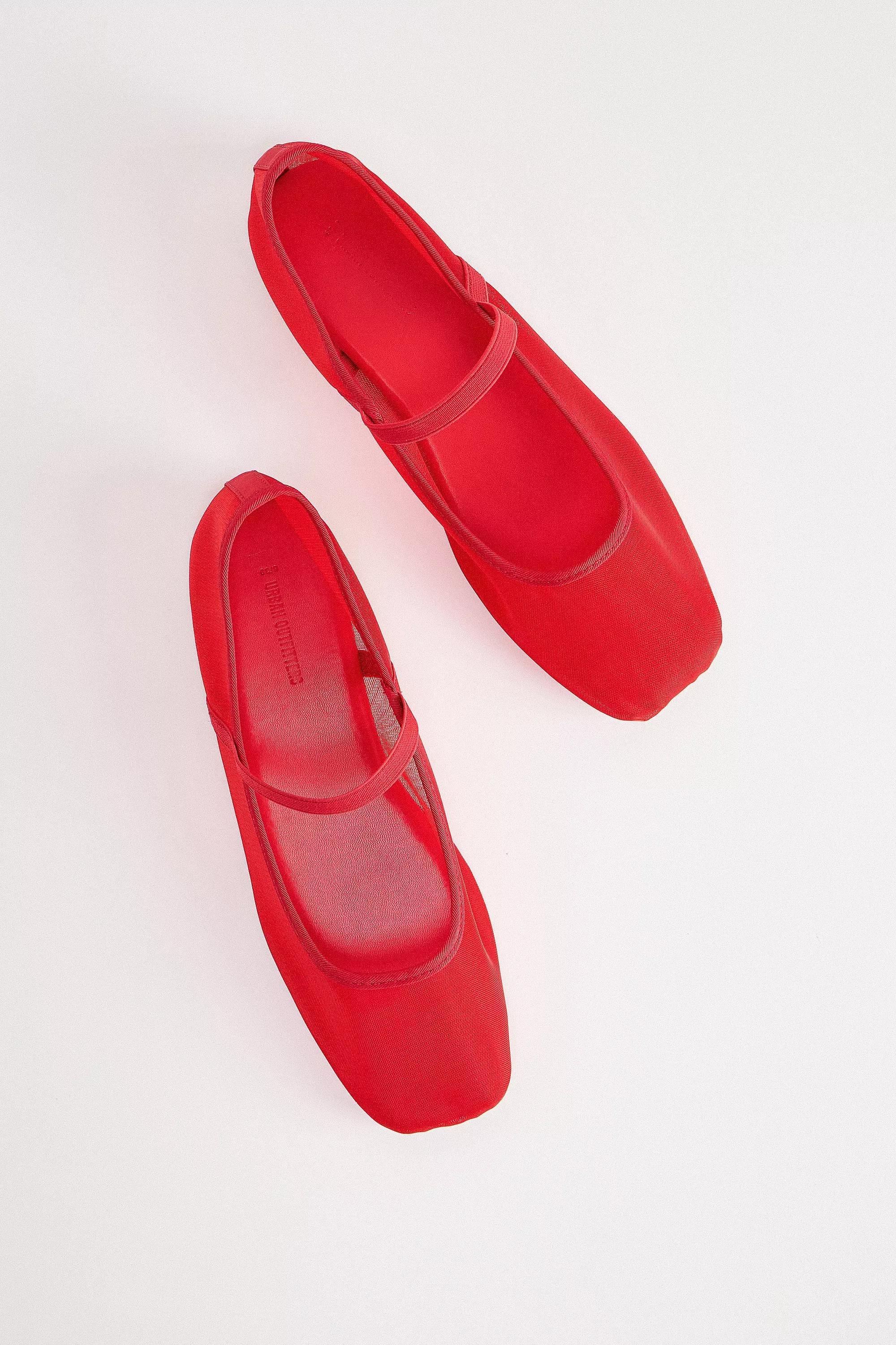 UO Red Fine Mesh Ballerina Shoes, , large image number 3
