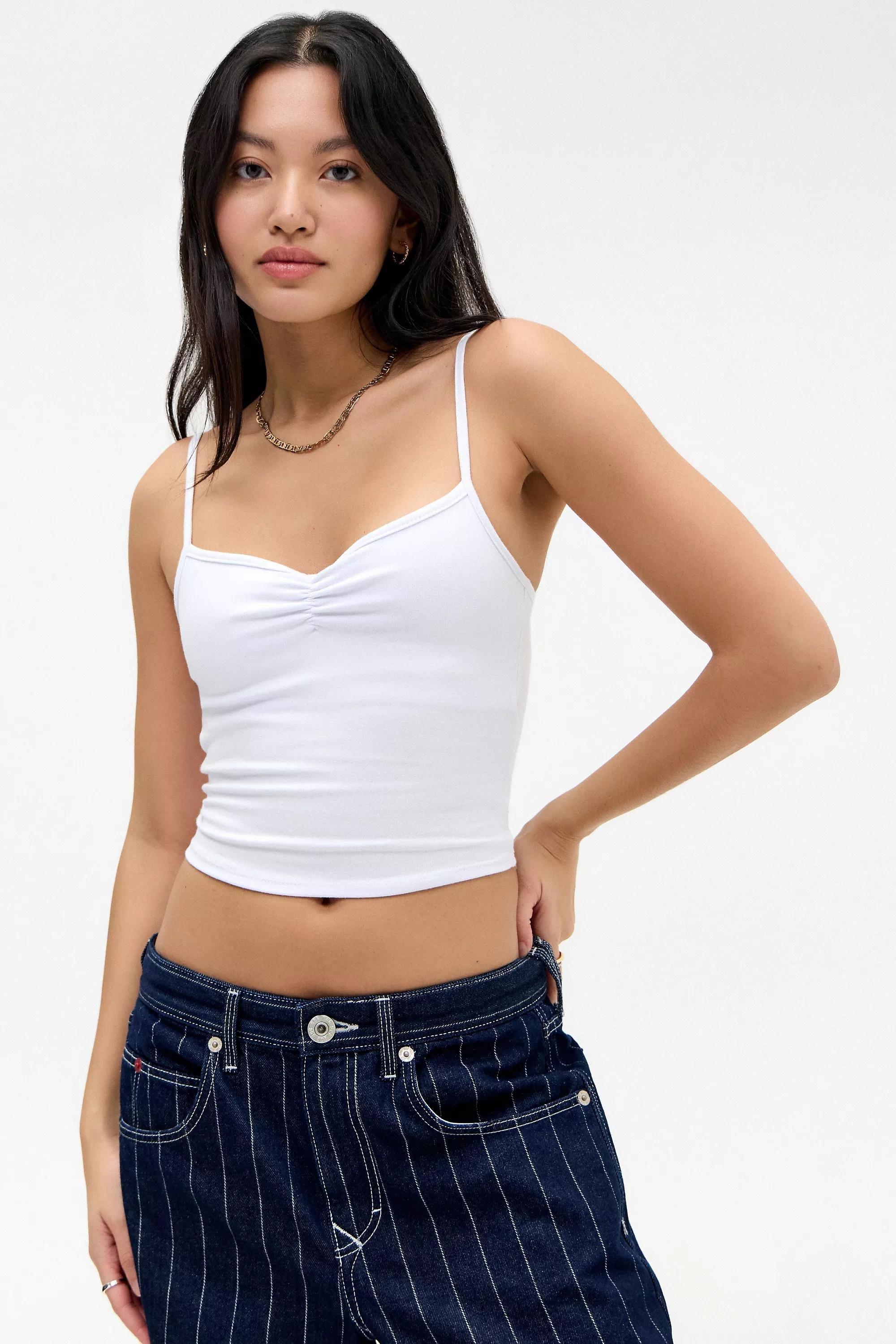 White Uo Bec Ruched Front Cami, , large image number 0