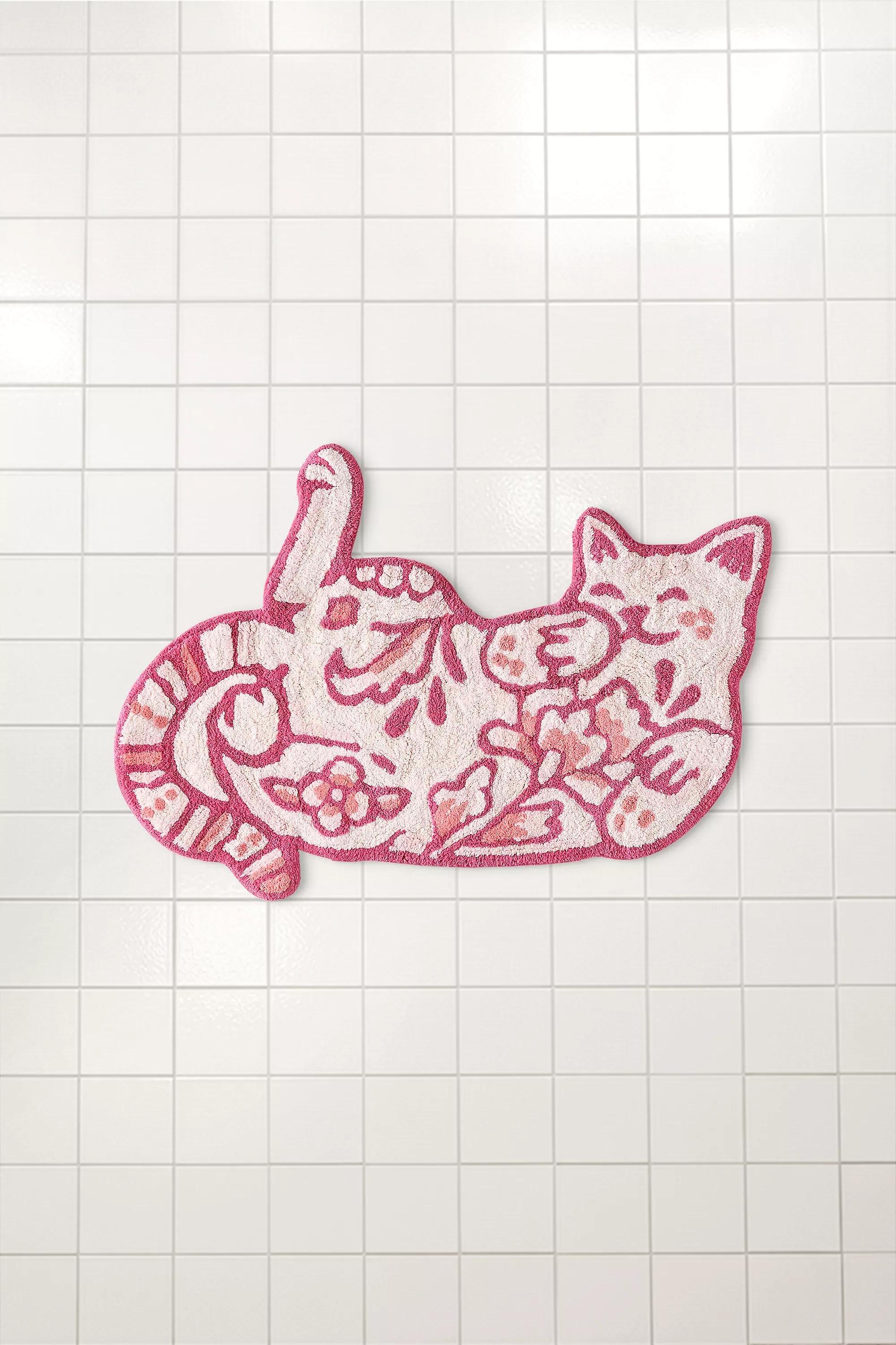 PINK Delft Cat Bath Mat, PINK, large image number 1