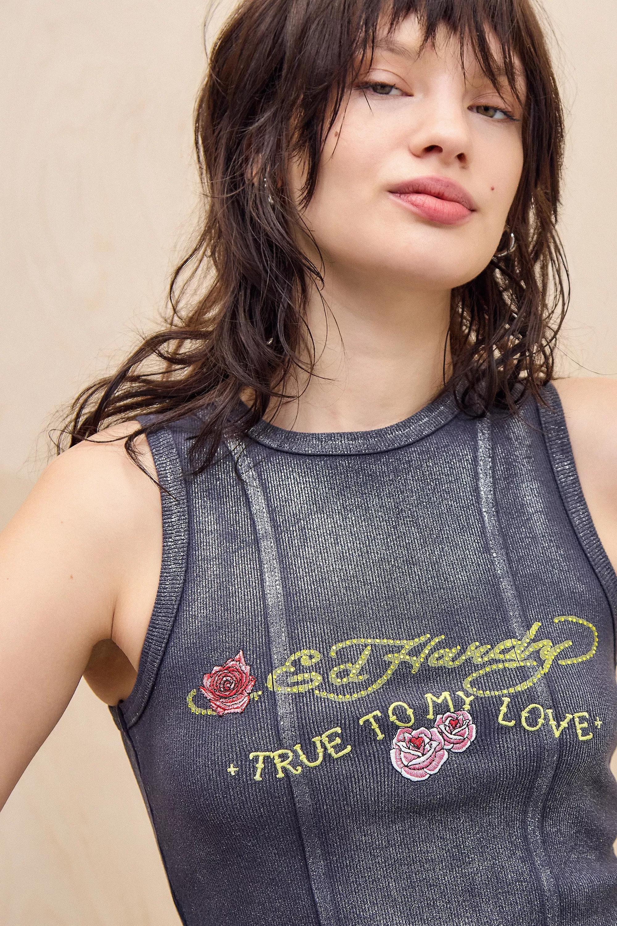 Black Ed Hardy Printed Tank Top, , large image number 2
