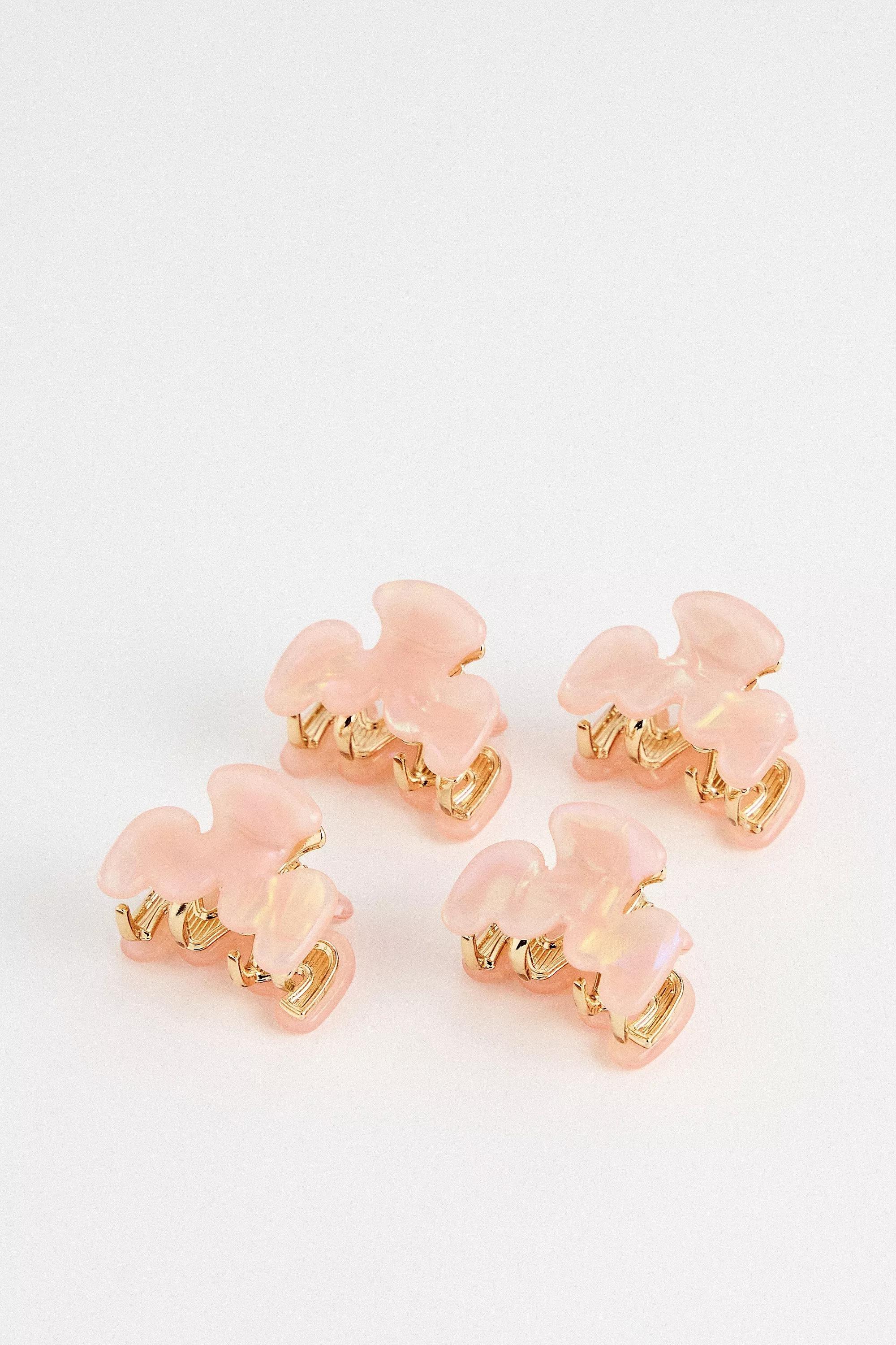 Pink Uo Mini Wave Claw Clips, Set Of 4, PINK, large image number 1