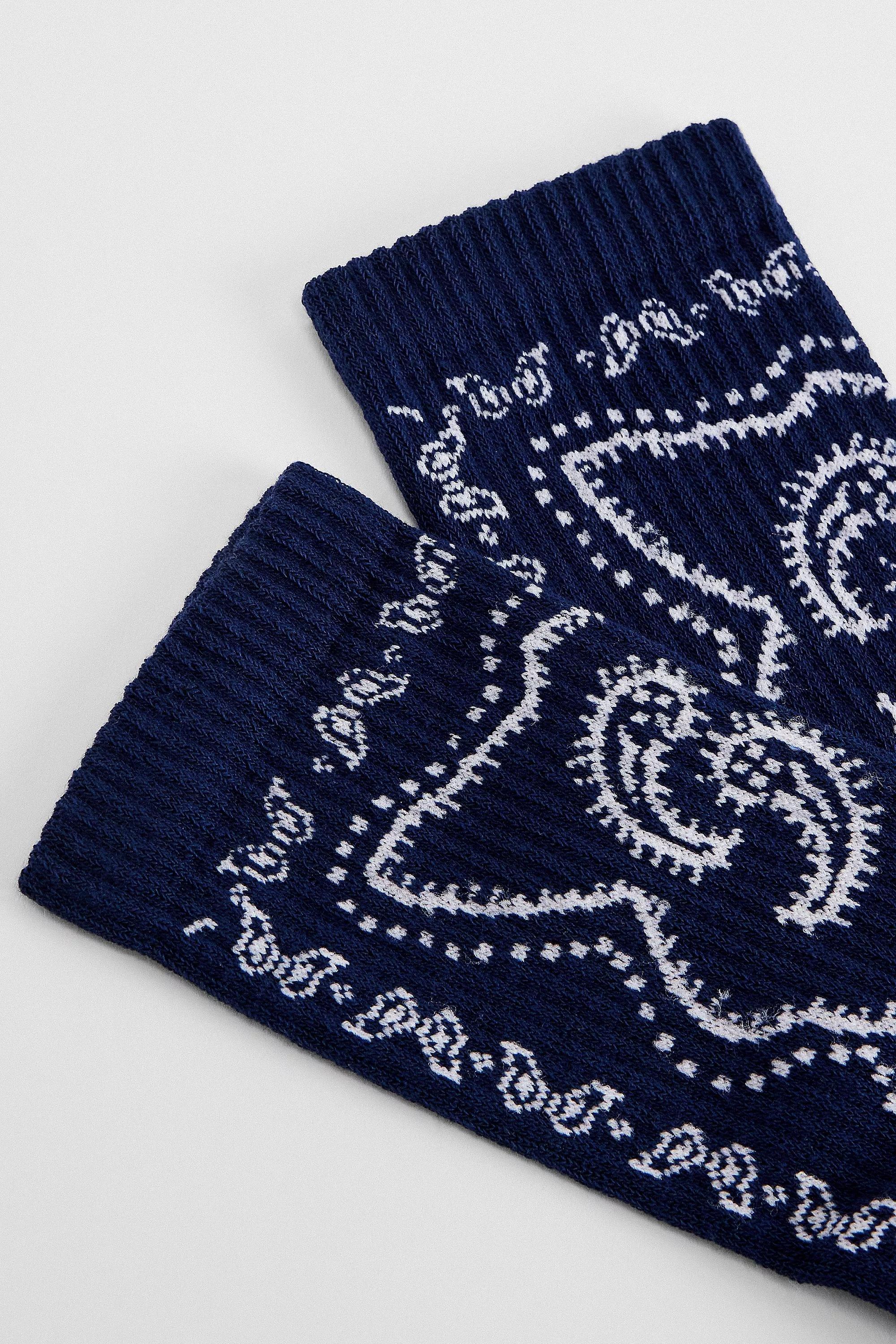 UO Navy Bandana Socks, NAVY, large image number 1