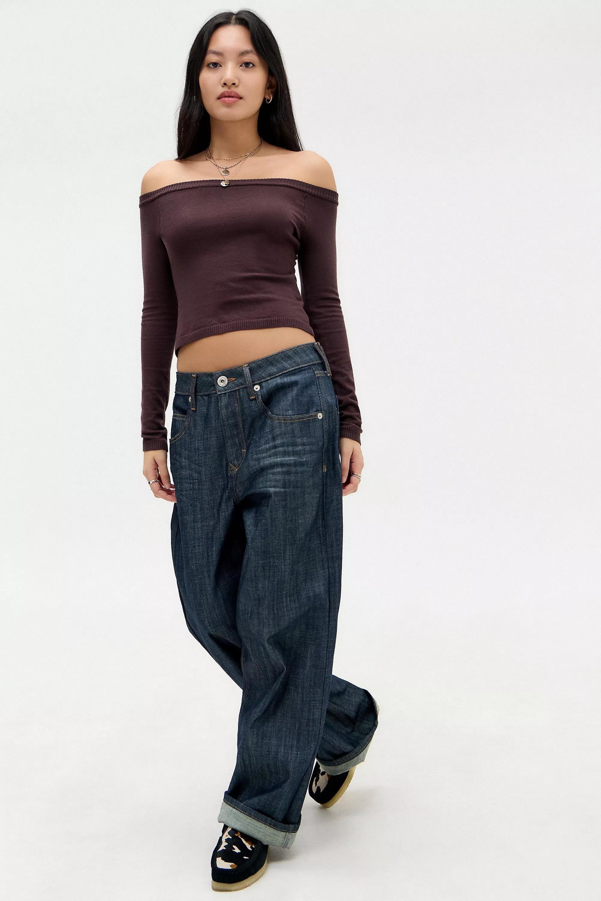 BROWN Motel Renie Long Sleeve Knit Top, BRN, large image number 1