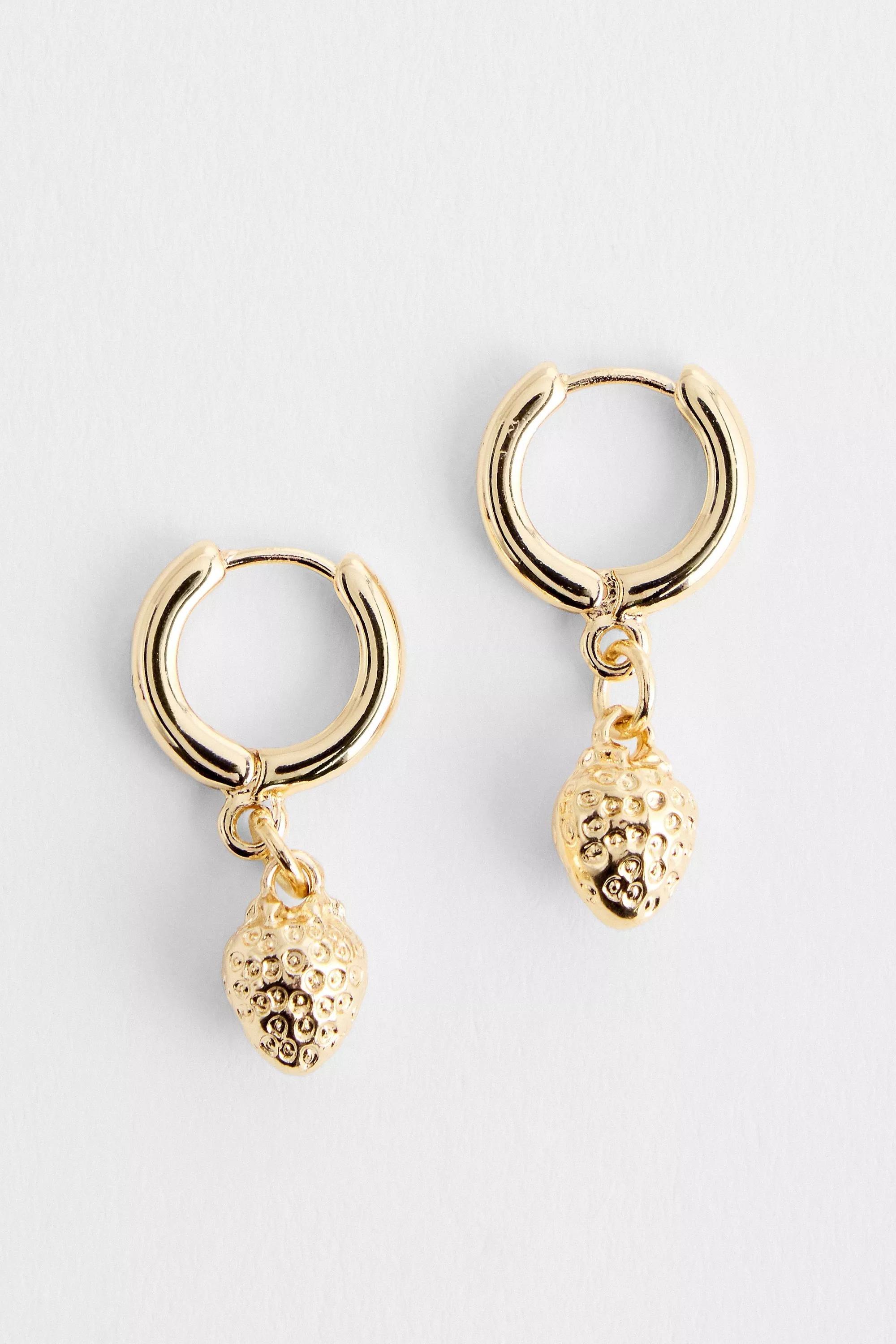 Gold Silence + Noise Drop Hoop Earrings, GOLD, large image number 0