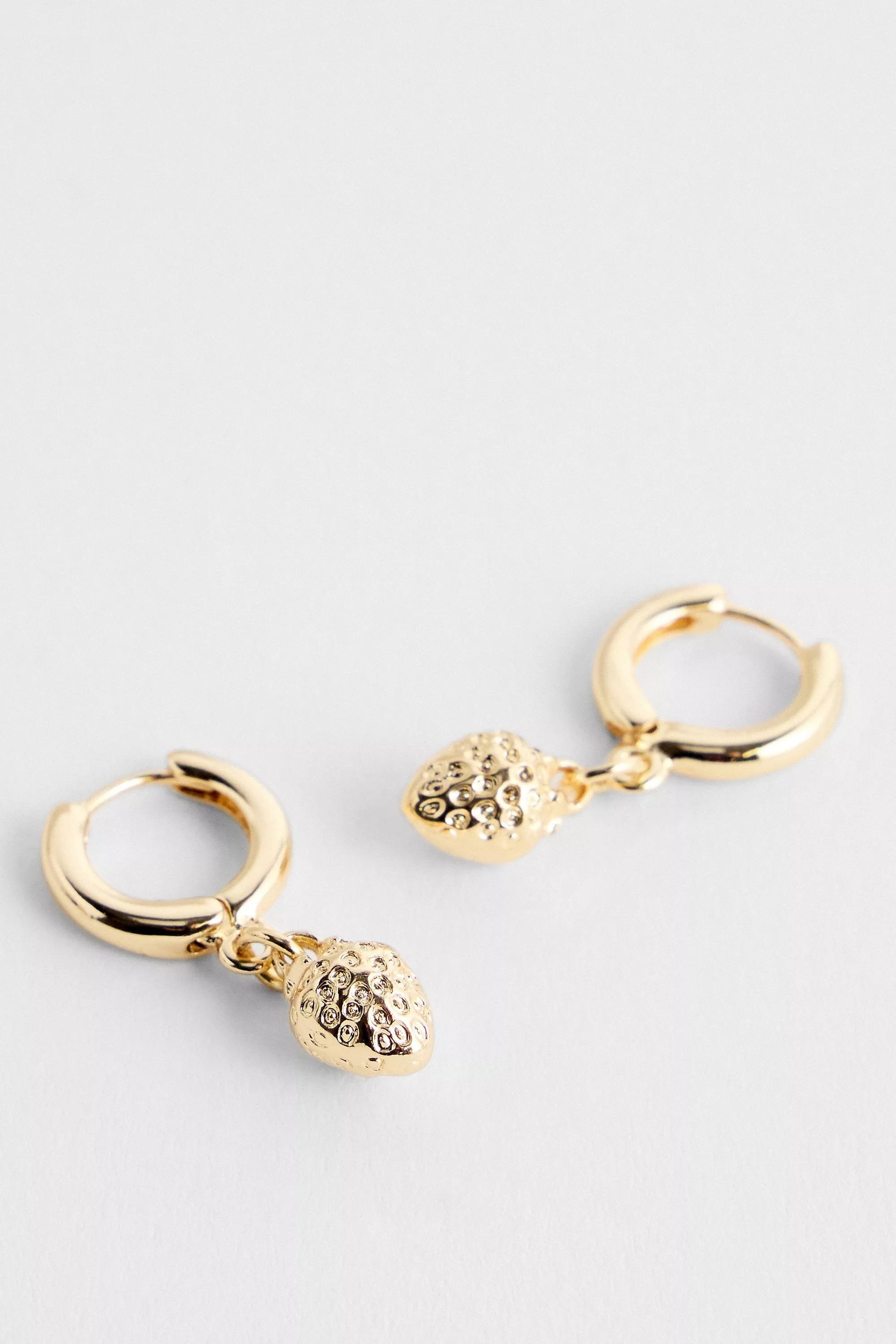 Gold Silence + Noise Drop Hoop Earrings, GOLD, large image number 1