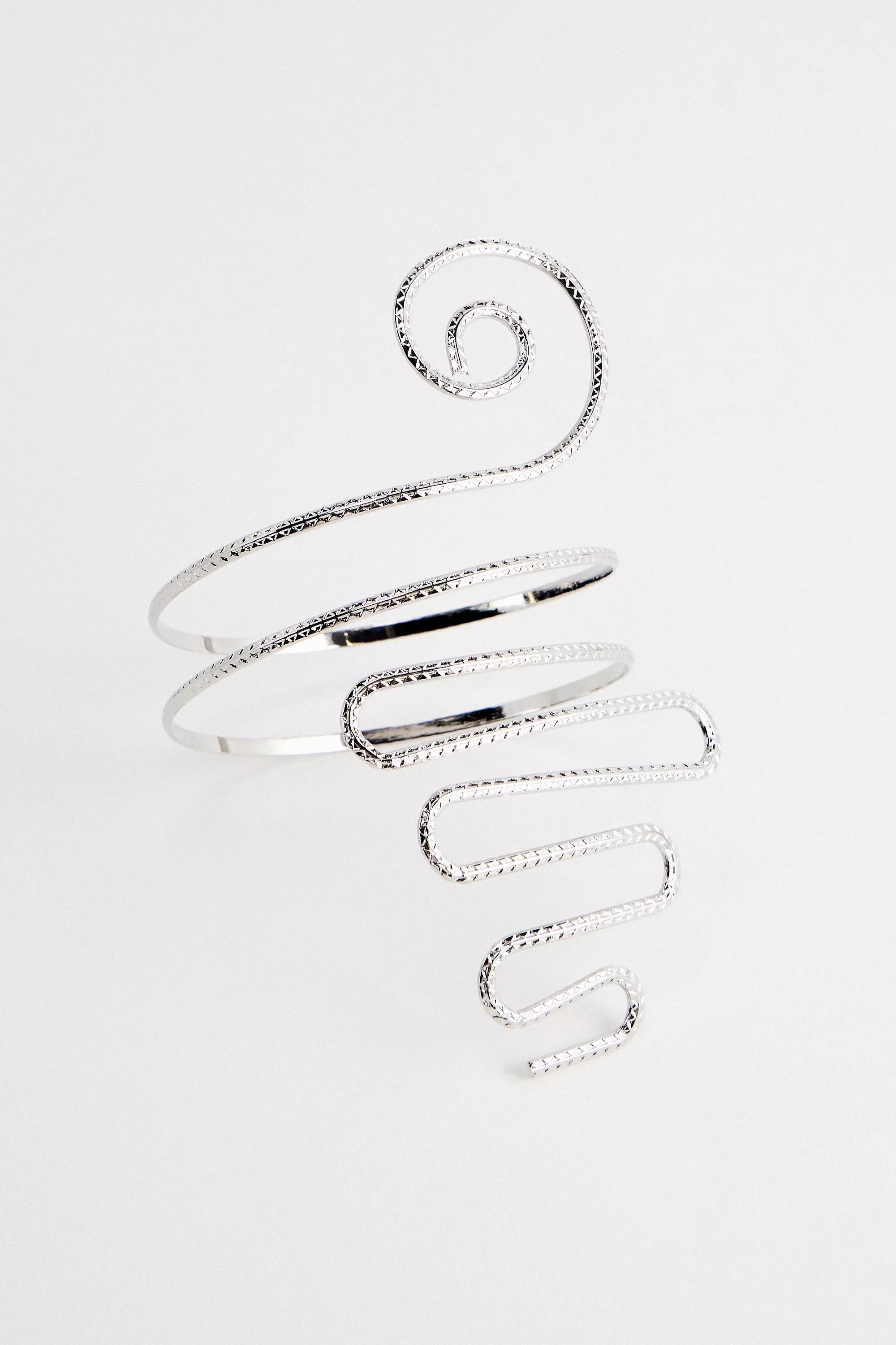 UO Swirl Arm Cuff Bracelet, SLVR, large image number 1