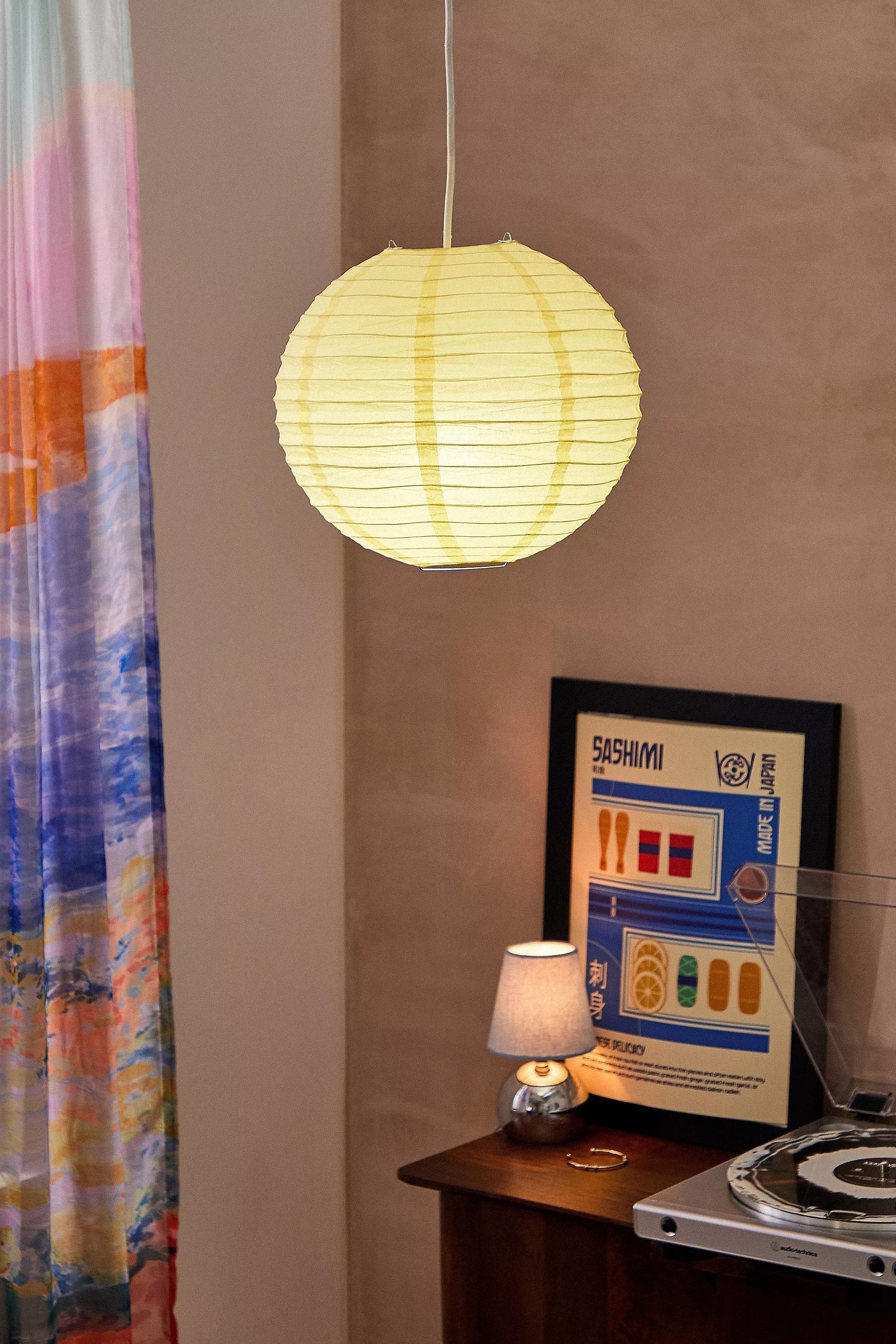Yellow Paper Lamp Shade, LT YELLOW, large image number 1