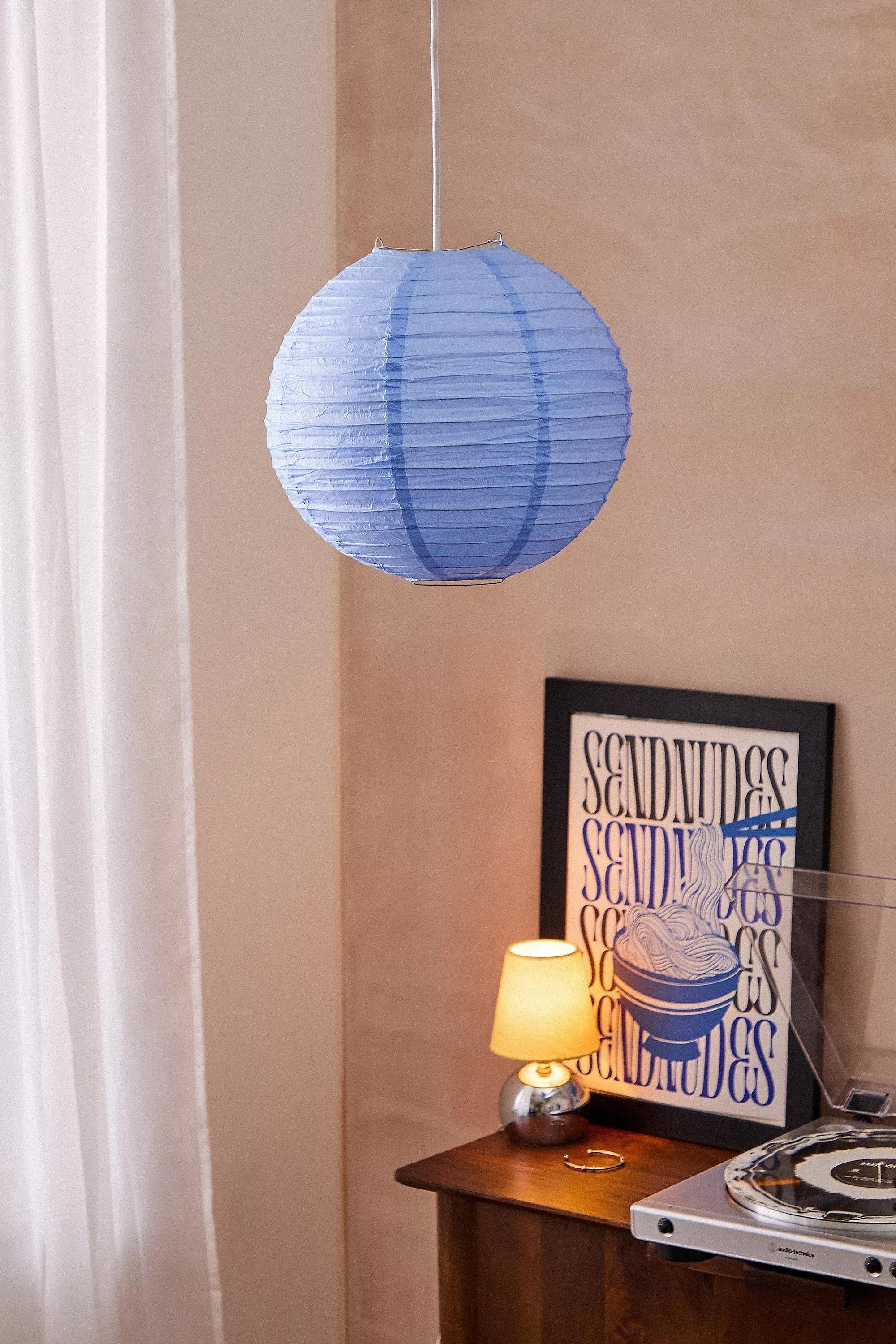 Blue Paper Lamp Shade, BLUE, medium