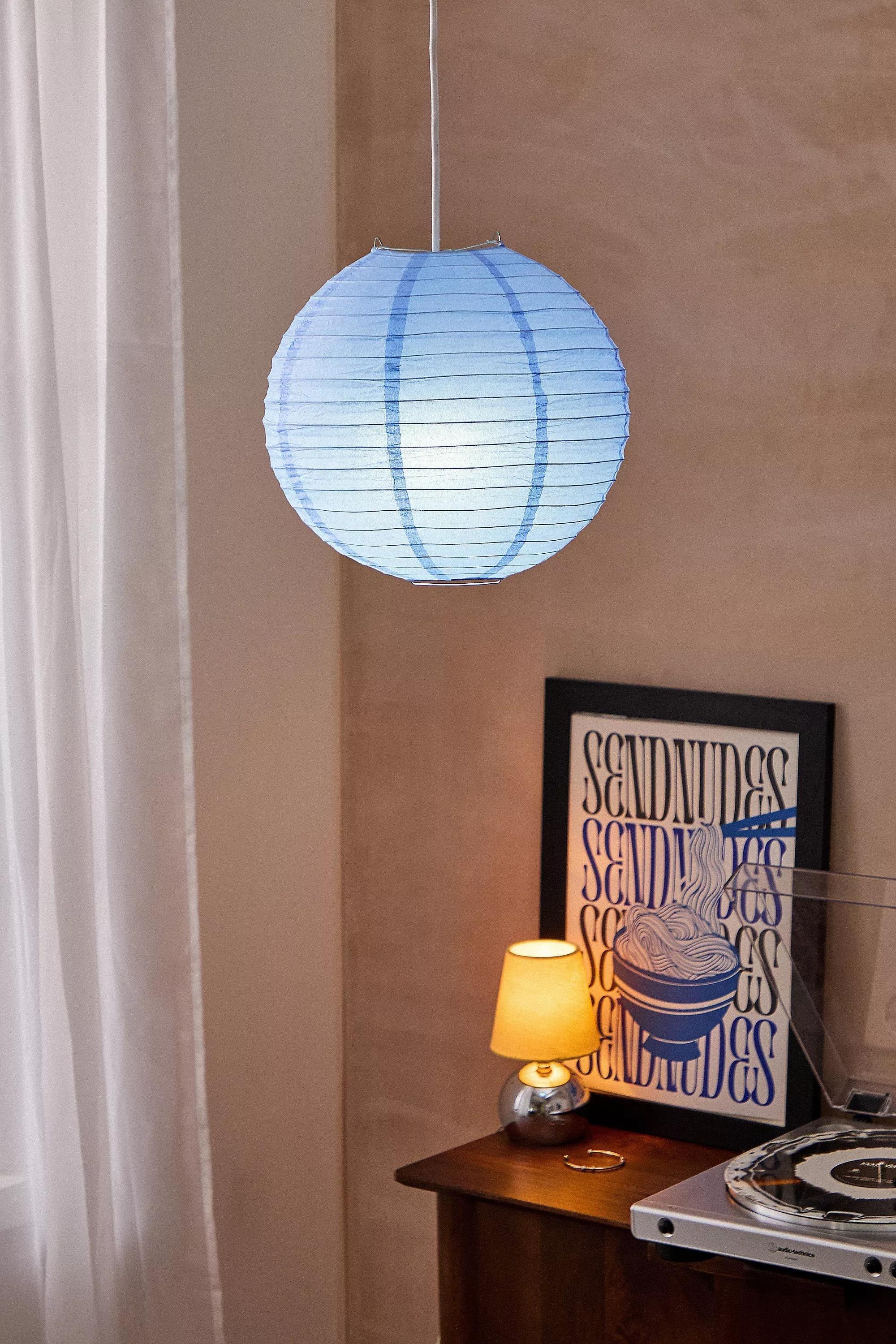 Blue Paper Lamp Shade, BLUE, medium