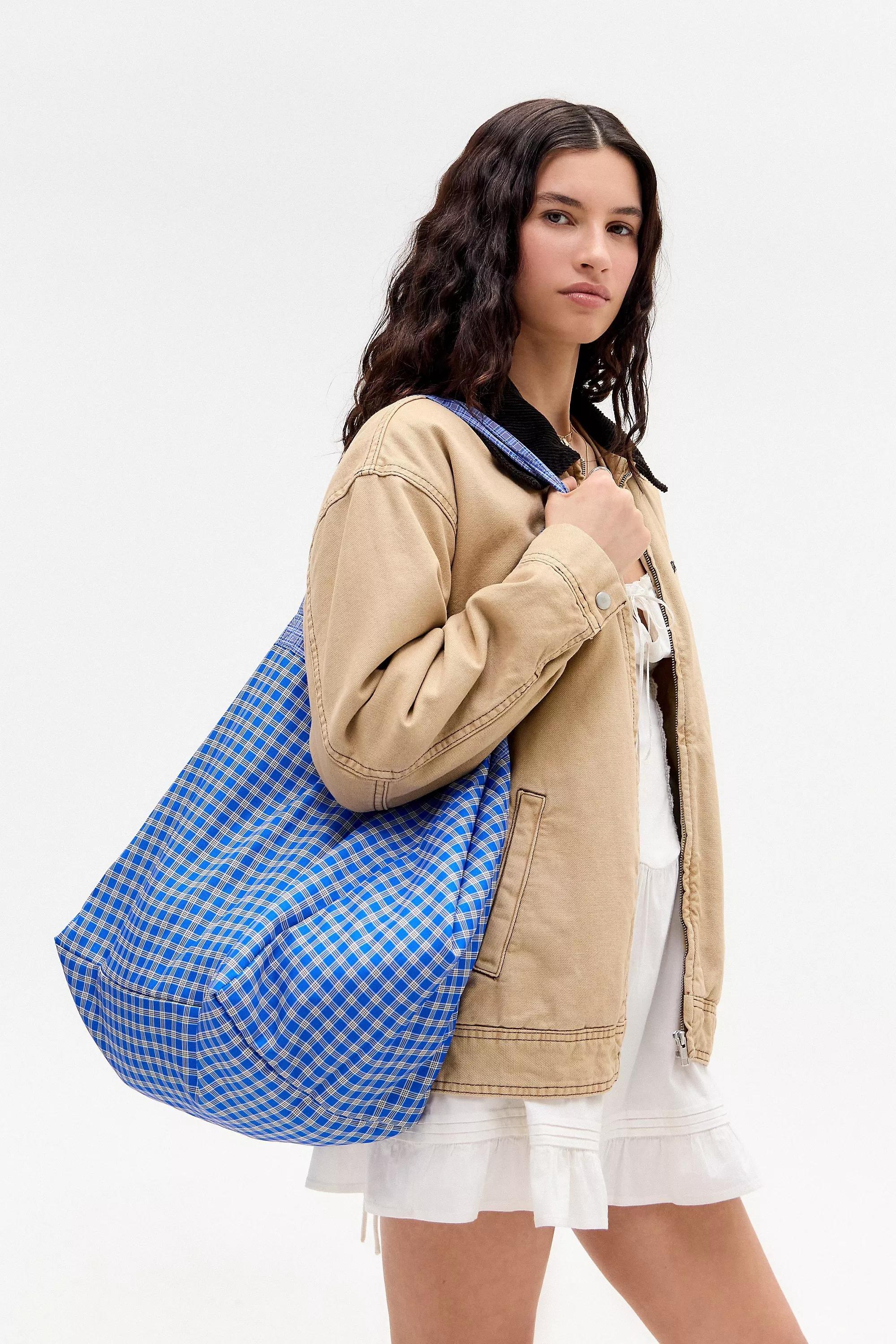 Blue UO Check Tote Bag, , medium