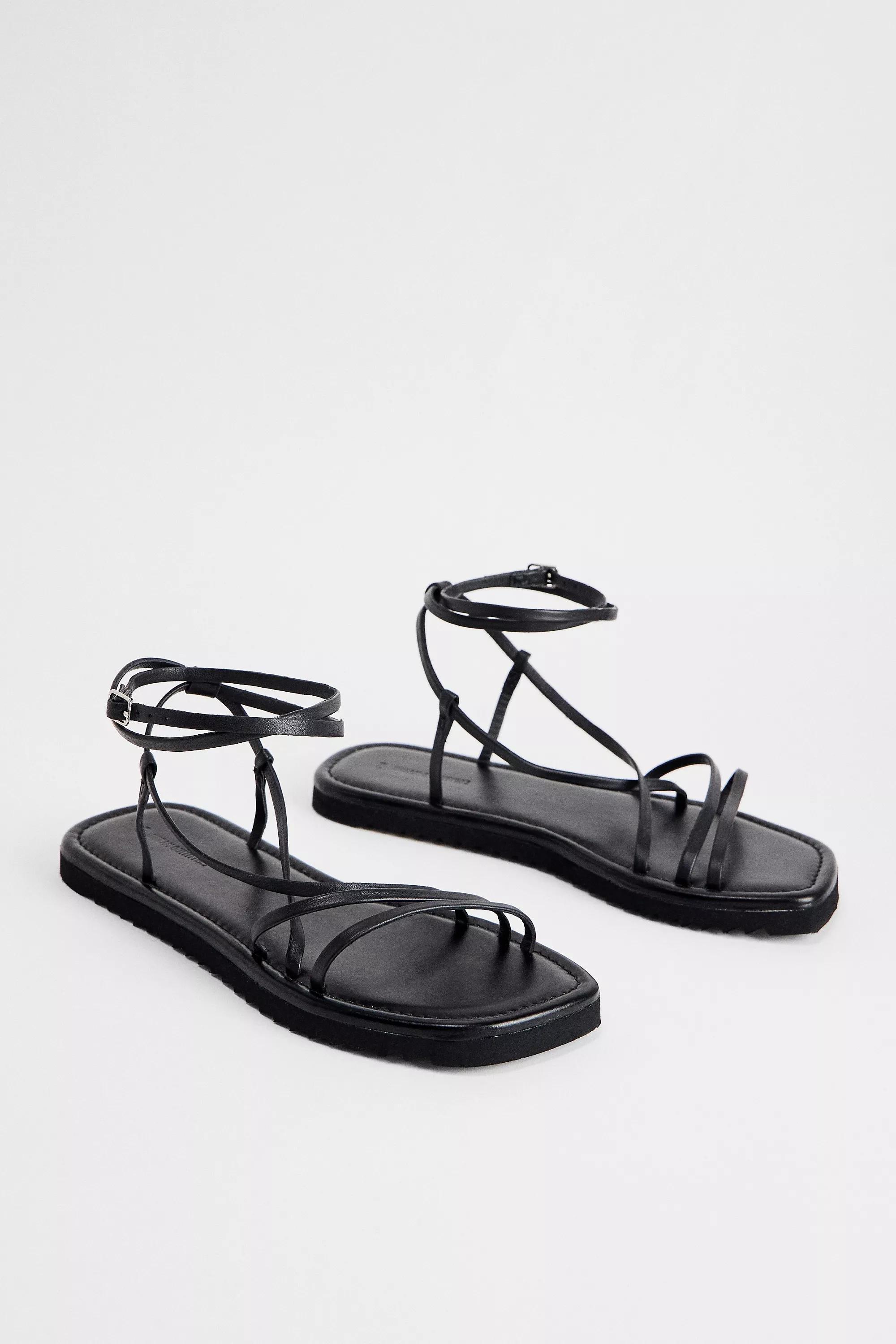 Black Uo Multi-Strap Leather Sandals, , large image number 1