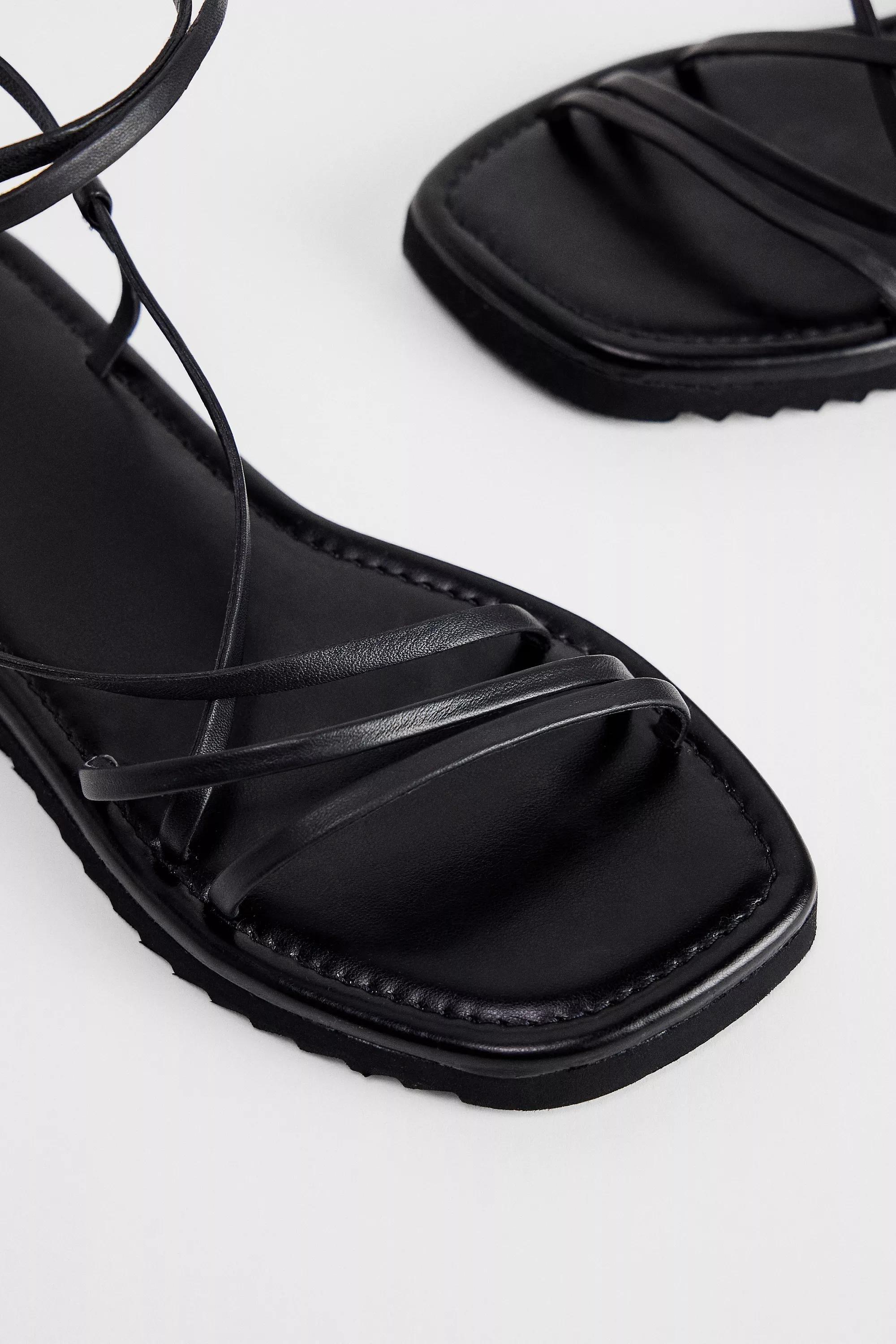 Black Uo Multi-Strap Leather Sandals, , large image number 3