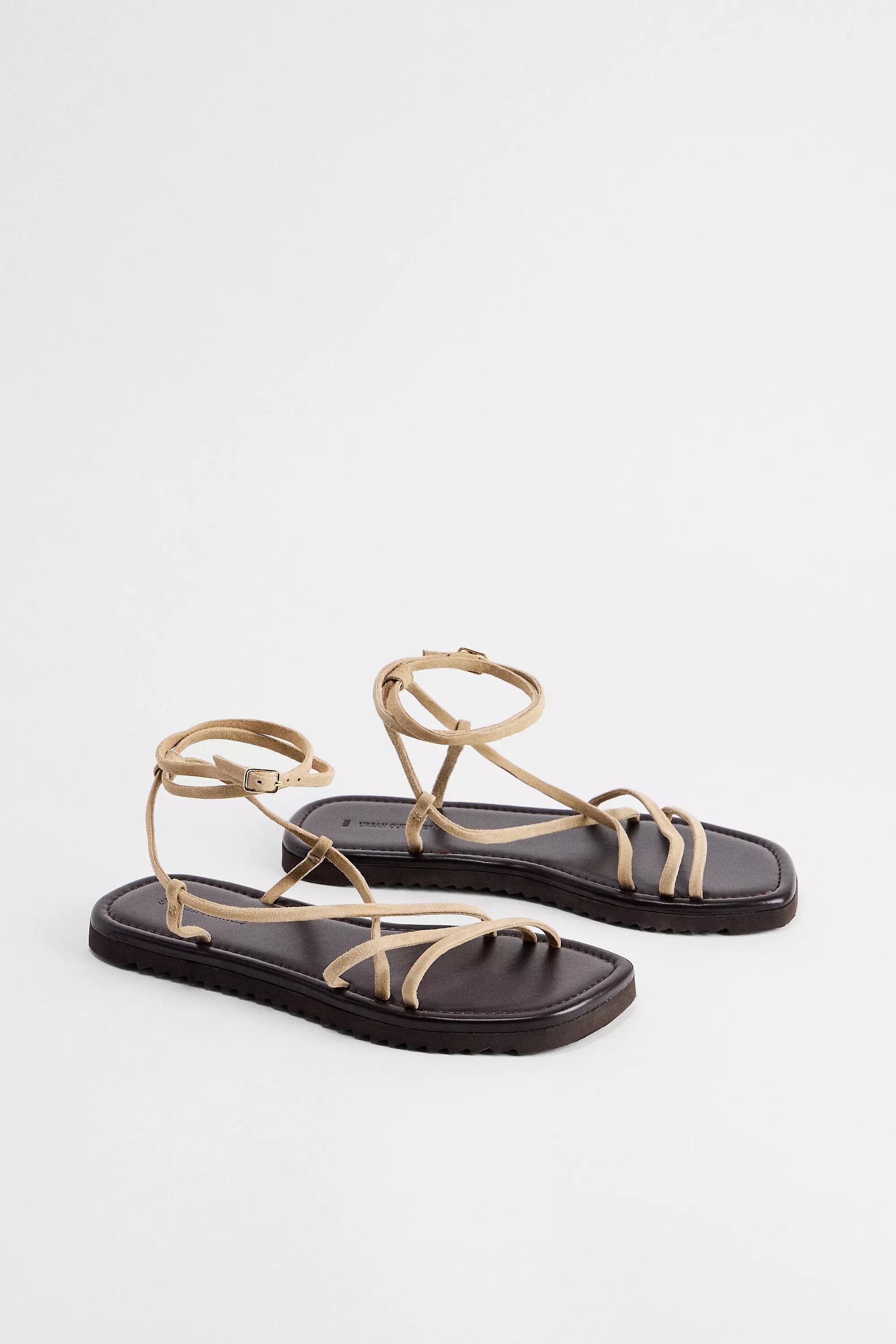 Beige Uo Multi-Strap Leather Sandals, , large image number 1