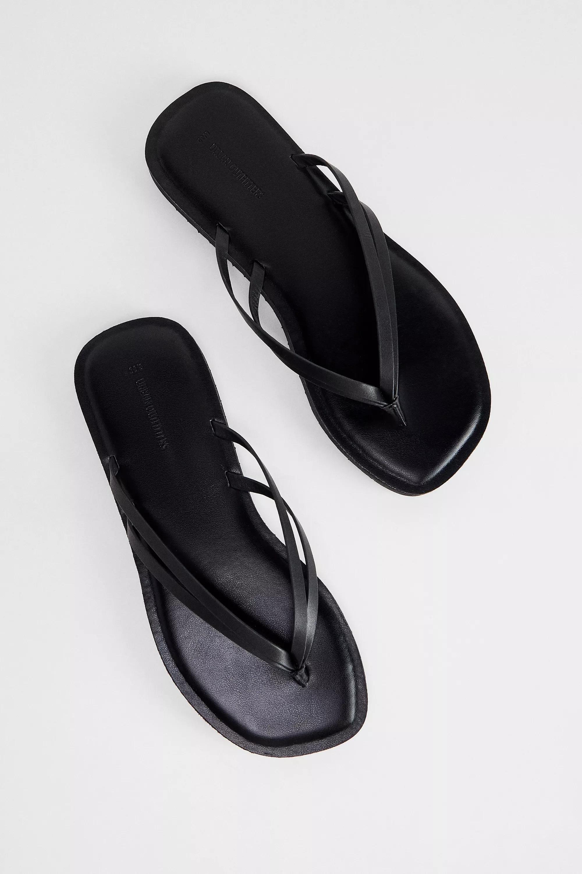 Black Uo Leather Flip Flops, , large image number 2