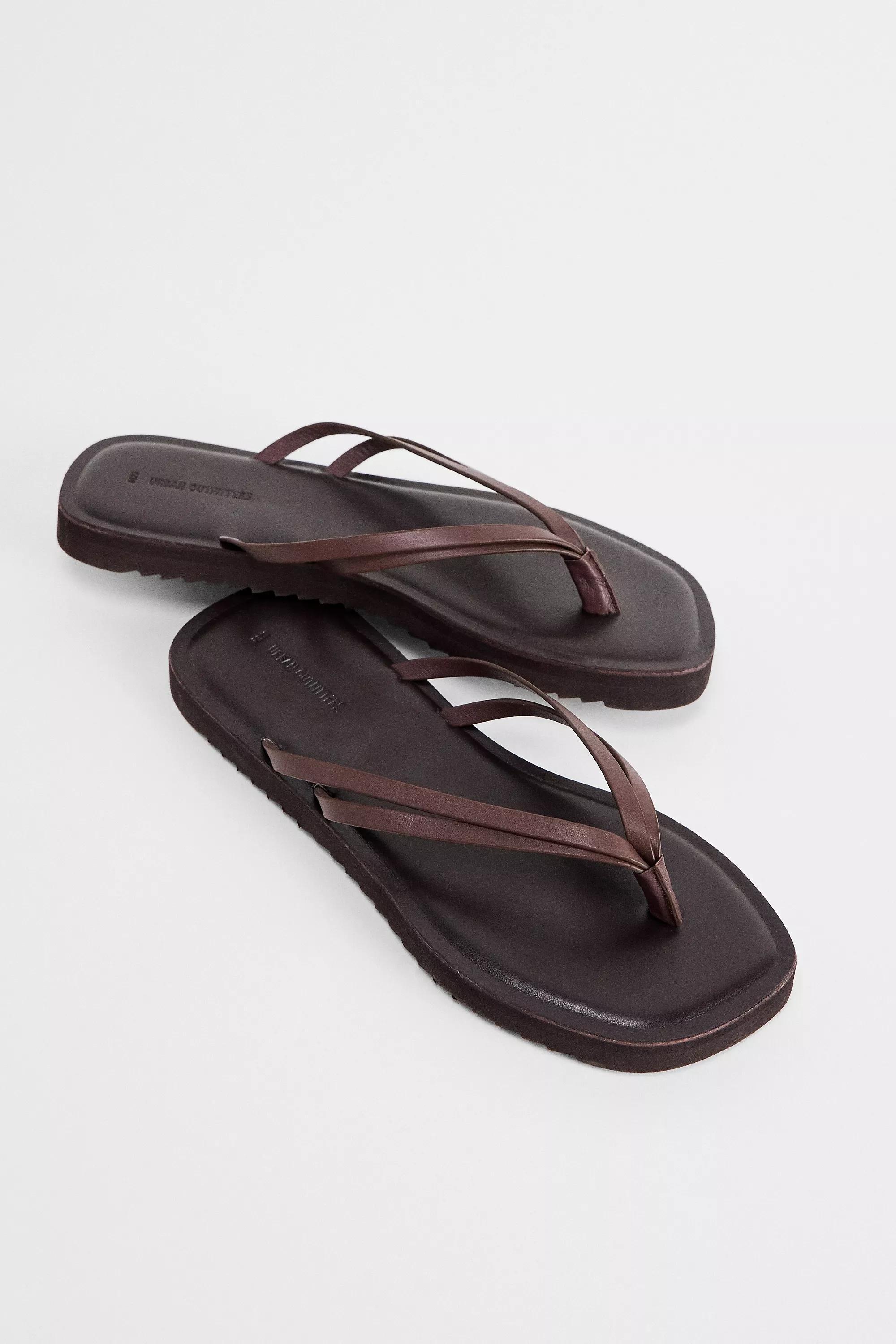 Brown Uo Leather Flip Flops, , large image number 1