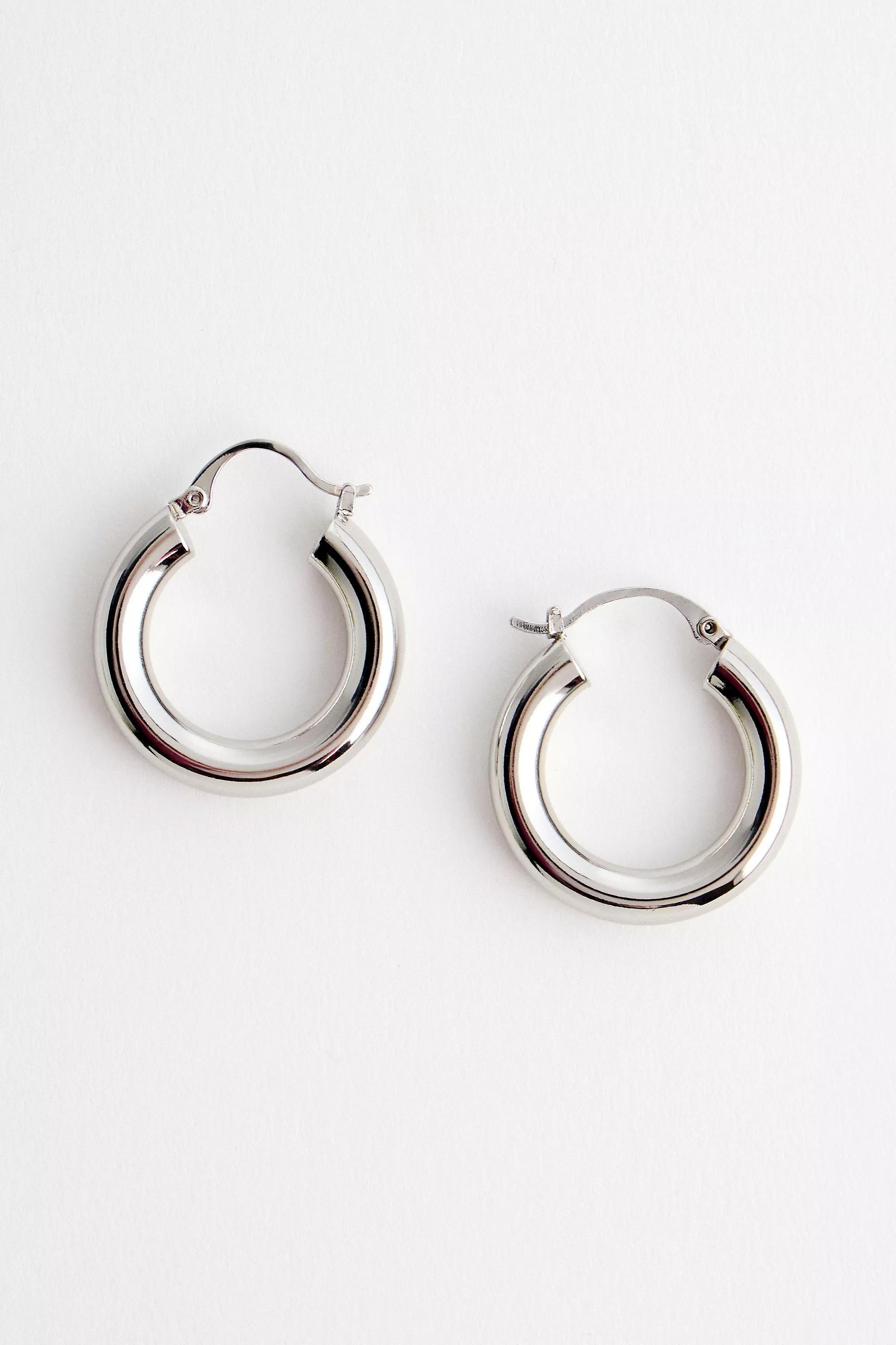 Silver Silence + Noise Chunky Hoop Earrings, SLVR, large image number 2