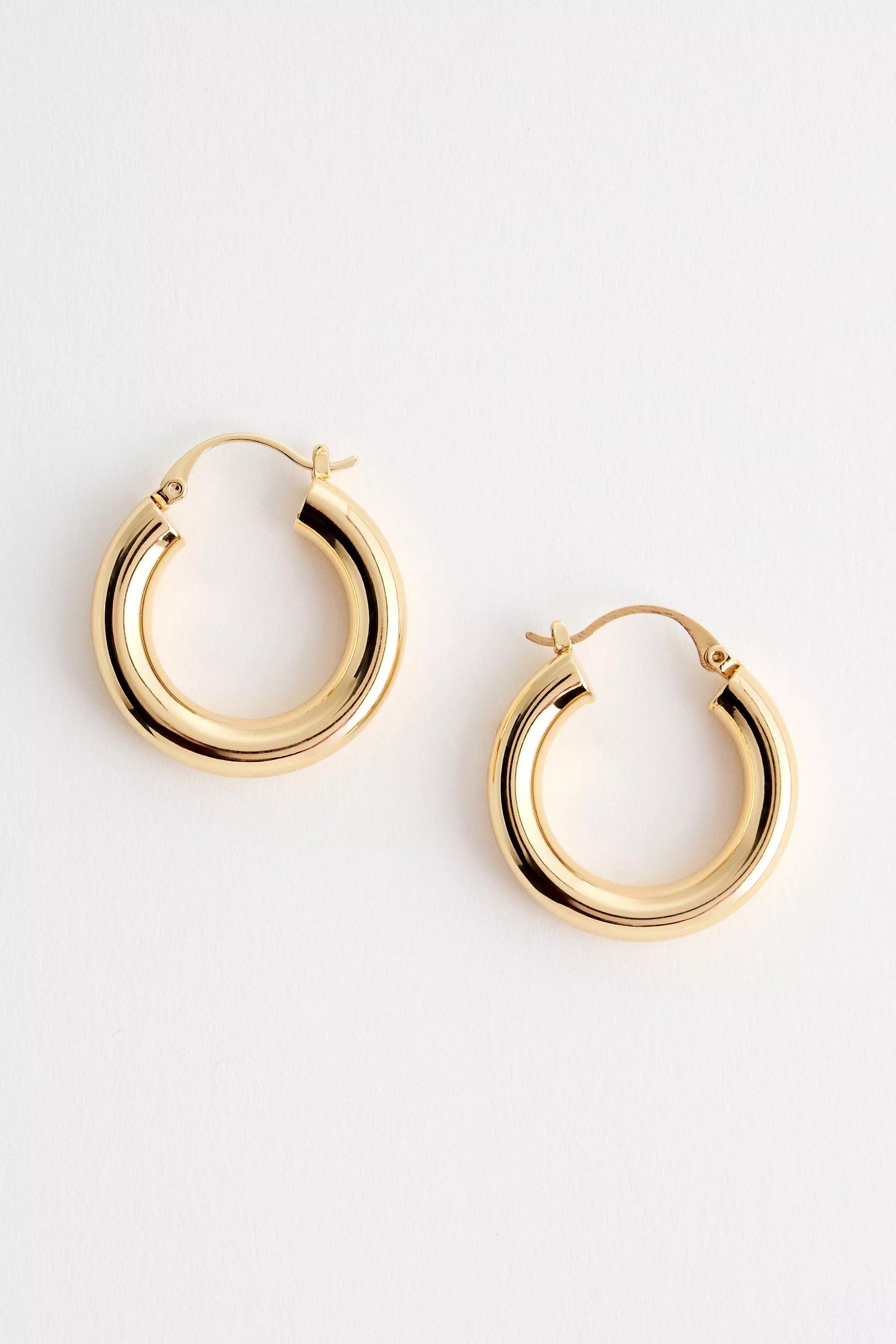 Gold Silence + Noise Chunky Hoop Earrings, GOLD, large image number 0