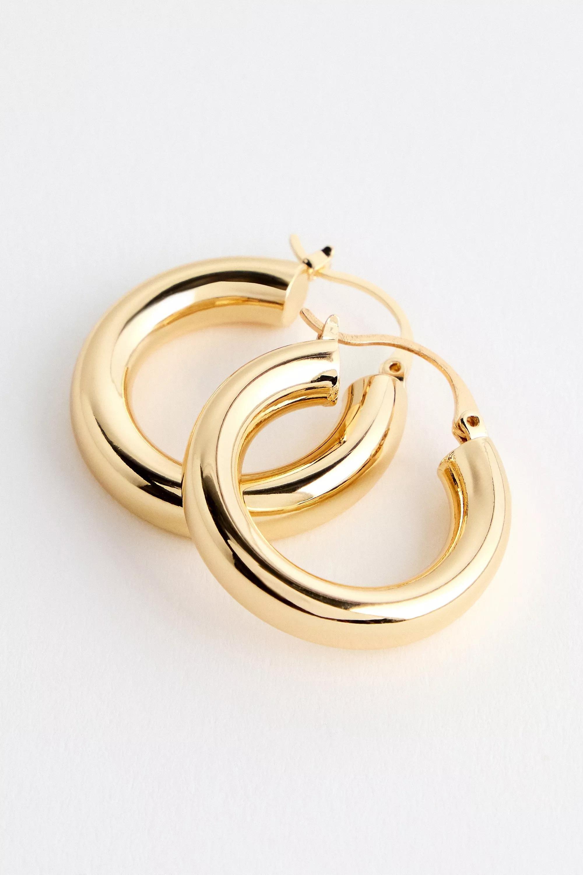 Gold Silence + Noise Chunky Hoop Earrings, GOLD, large image number 1
