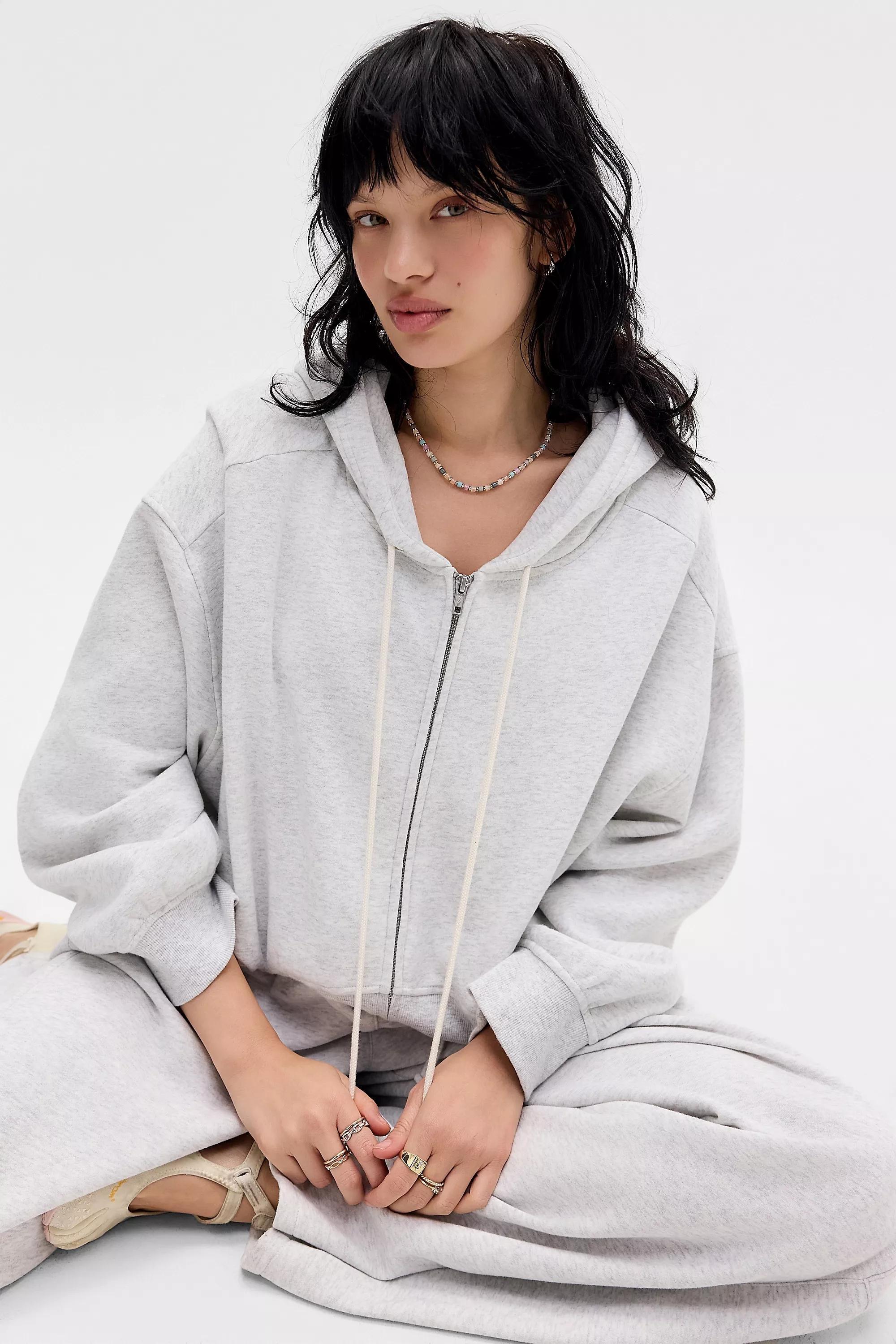 Grey Out From Under Hoxton Cropped Zip Up Hoodie, L GR, large image number 0