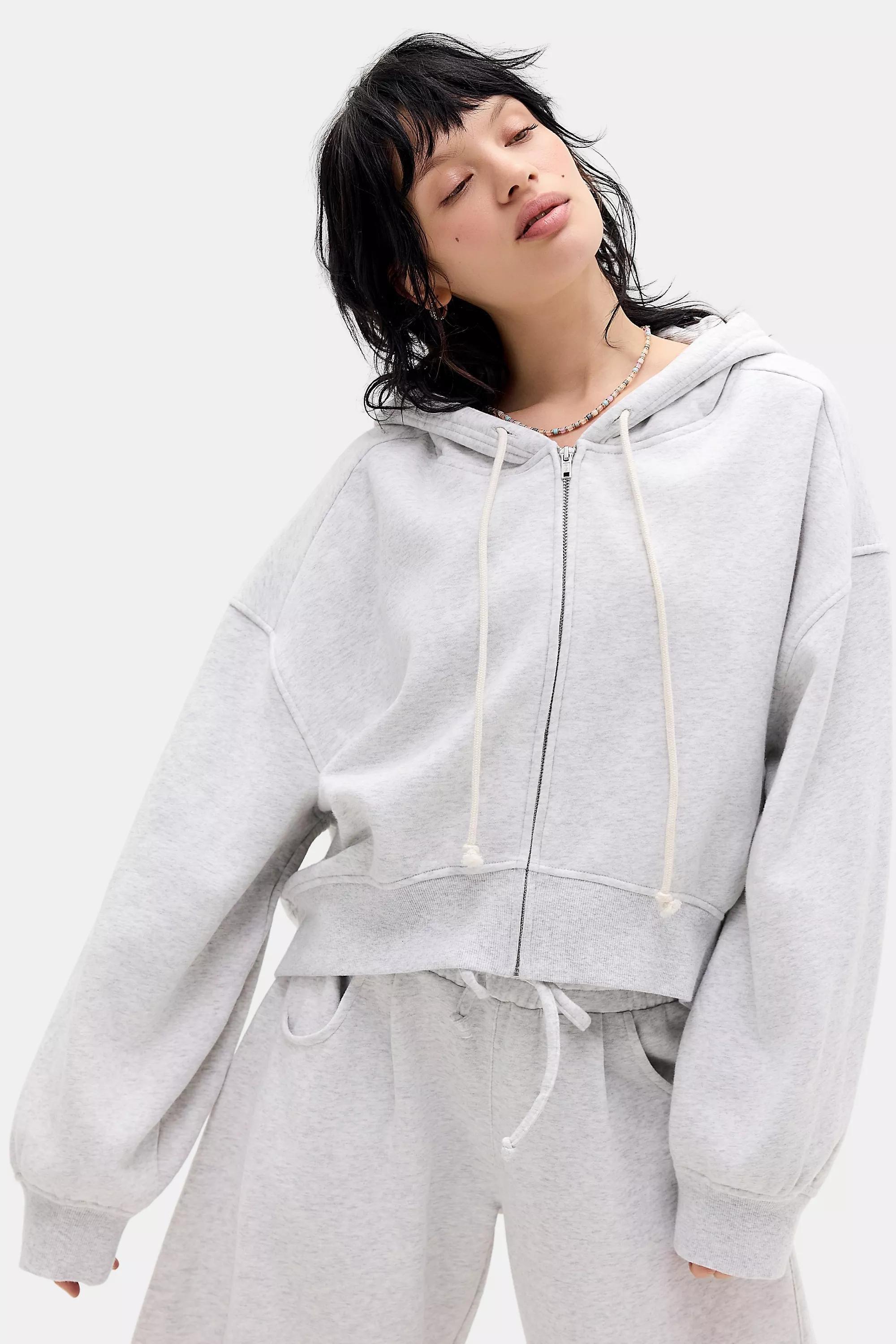Grey Out From Under Hoxton Cropped Zip Up Hoodie, L GR, large image number 3